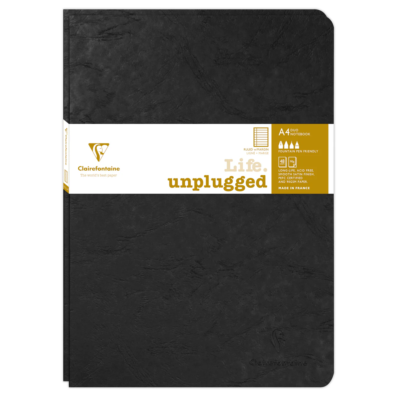 Clairefontaine Stapled Notebook Set of 2 Ruled A4 Black