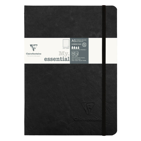 Clairefontaine Thread bound Notebook Dot Grid A5 Black