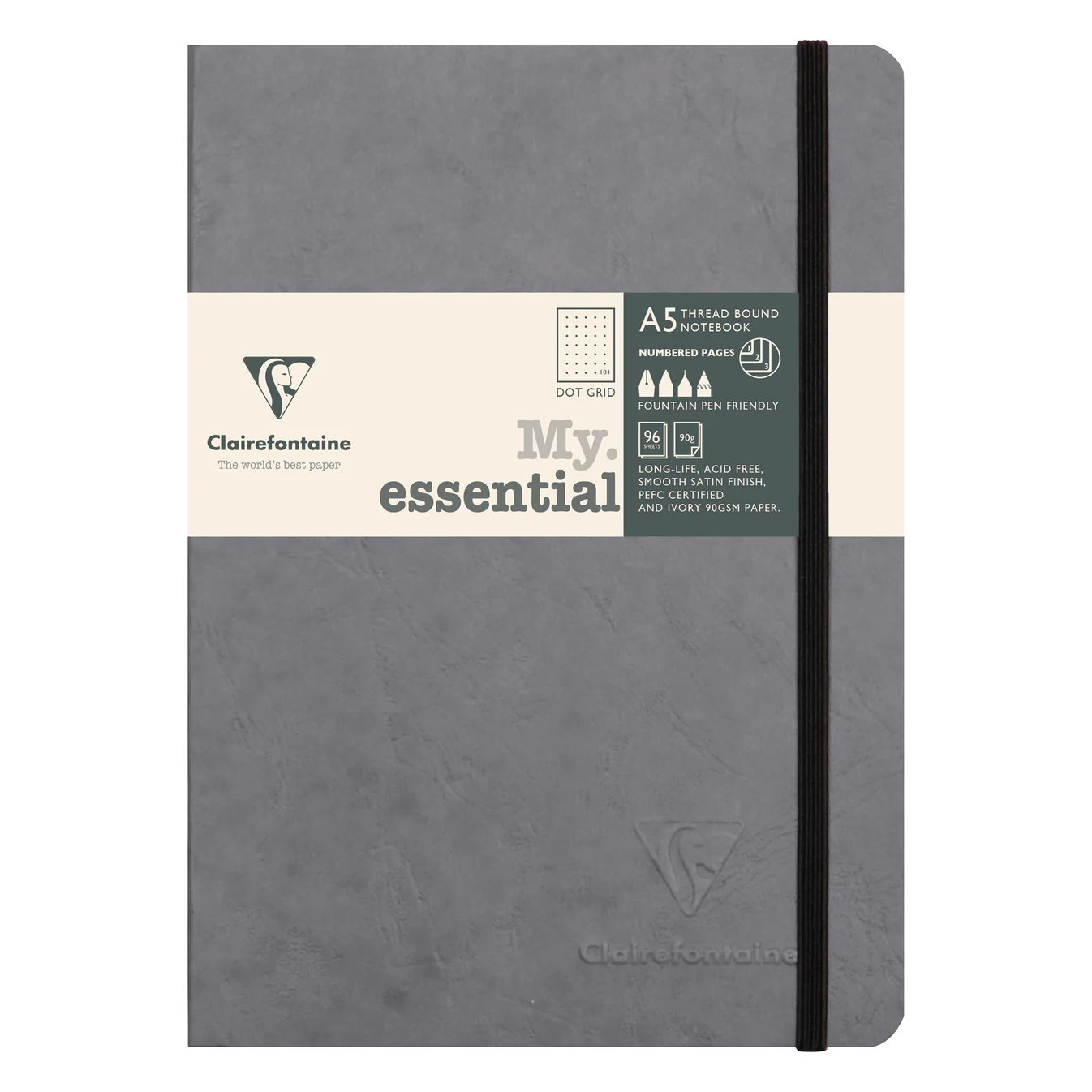 Clairefontaine Threadbound Notebook Dot Grid A5 Grey