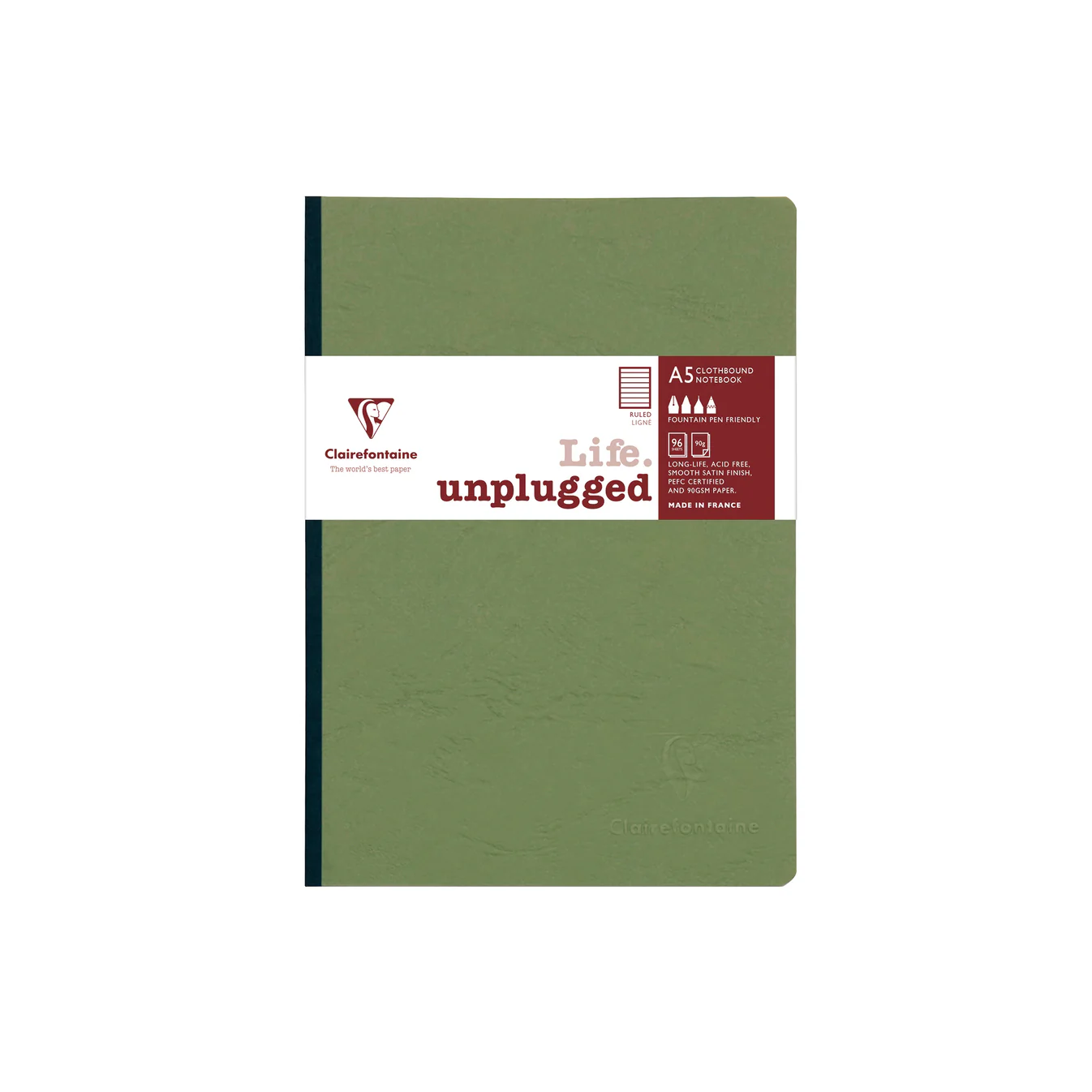 Clairefontaine My Essentials Clothbound Notebook A5 Ruled Green