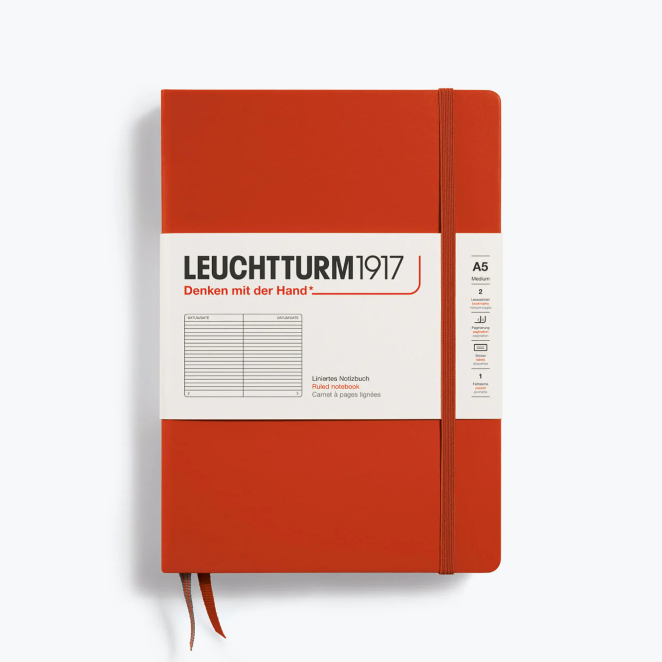 Leuchtturm1917 Notebook Hardcover Medium (A5), Ruled, Fox Red