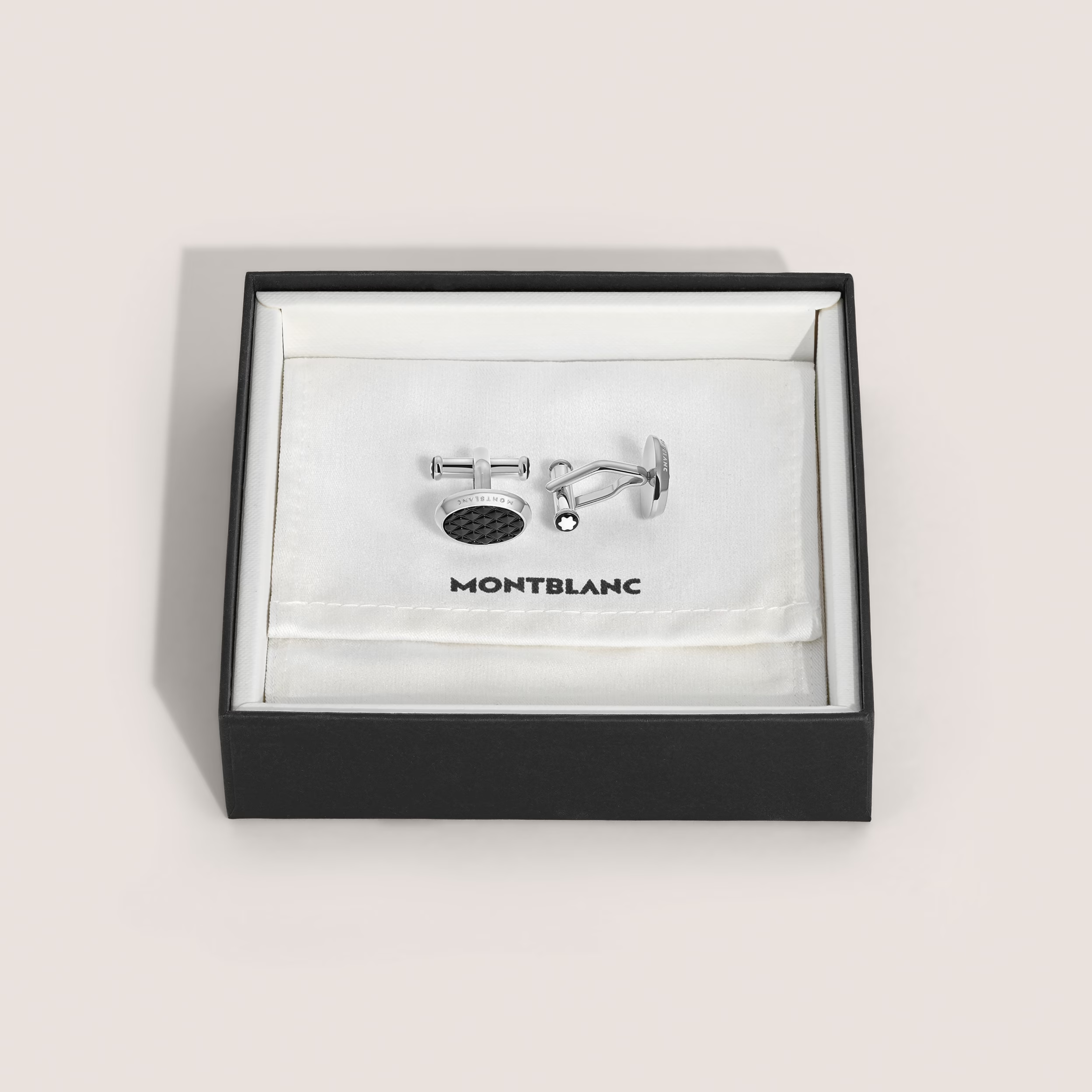 Montblanc Meisterstück Oval Cufflinks with Geometric Lacquer Inlay Black