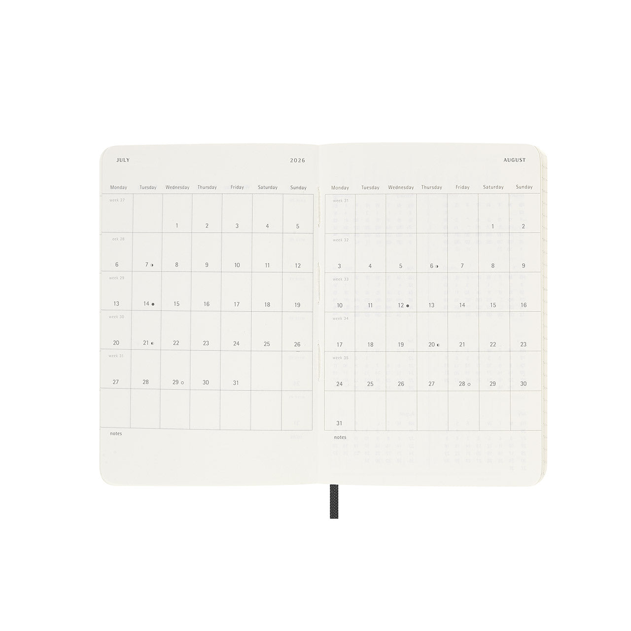 Moleskine 2026 Soft Cover Diary Weekly Horizontal Pocket