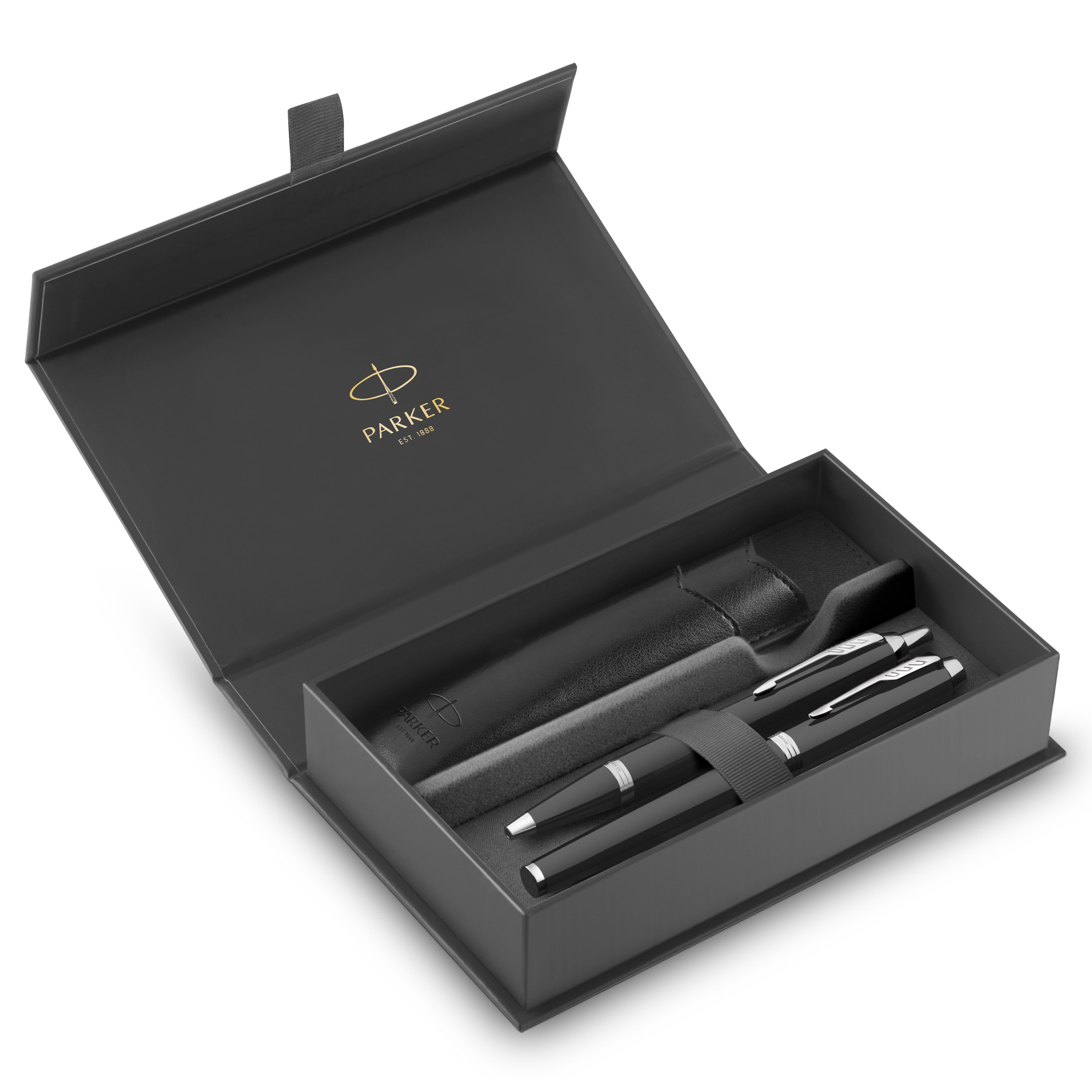 Parker IM Black Chrome Trim Fountain Pen Ballpoint Pen Gift Set