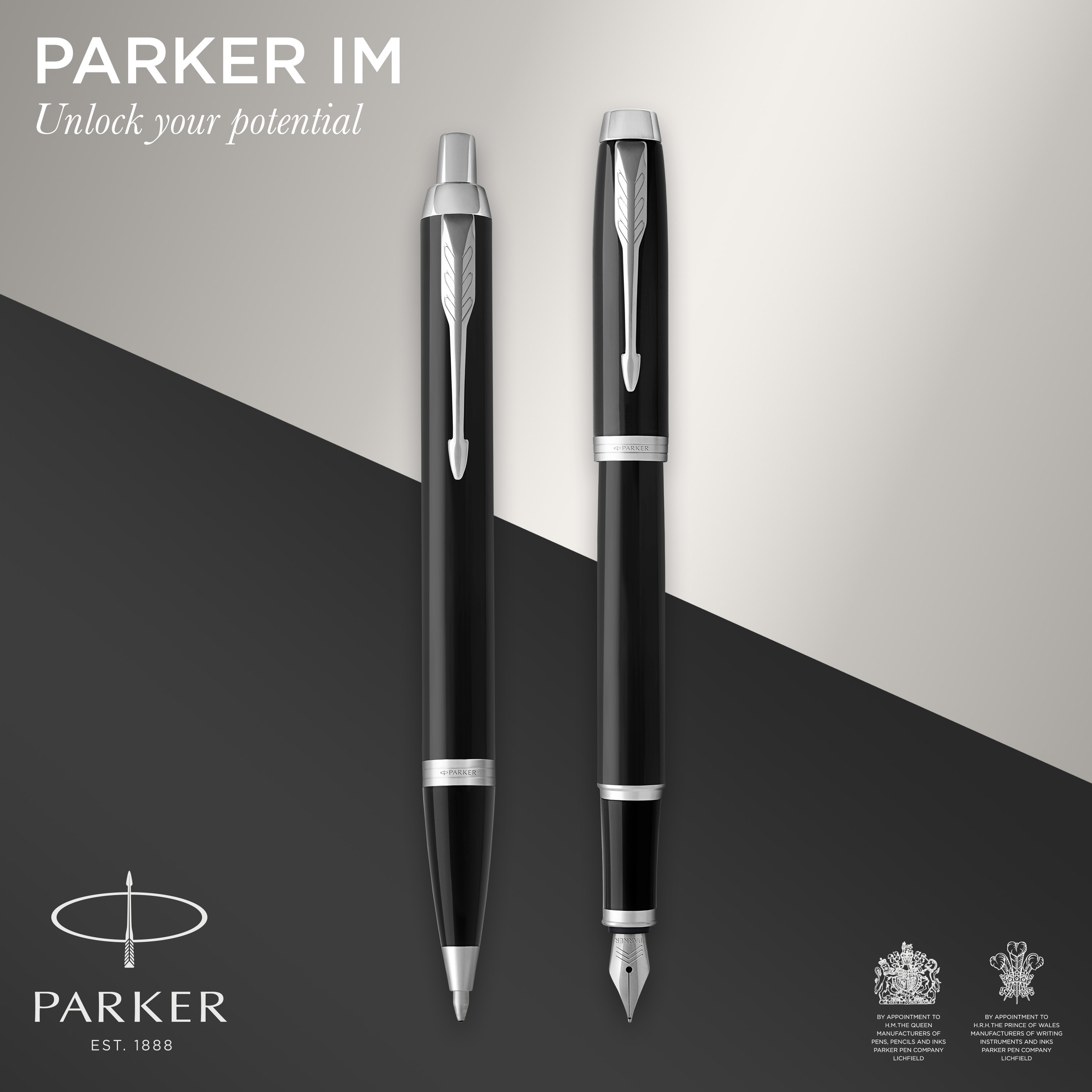 Parker IM Black Chrome Trim Fountain Pen Ballpoint Pen Gift Set