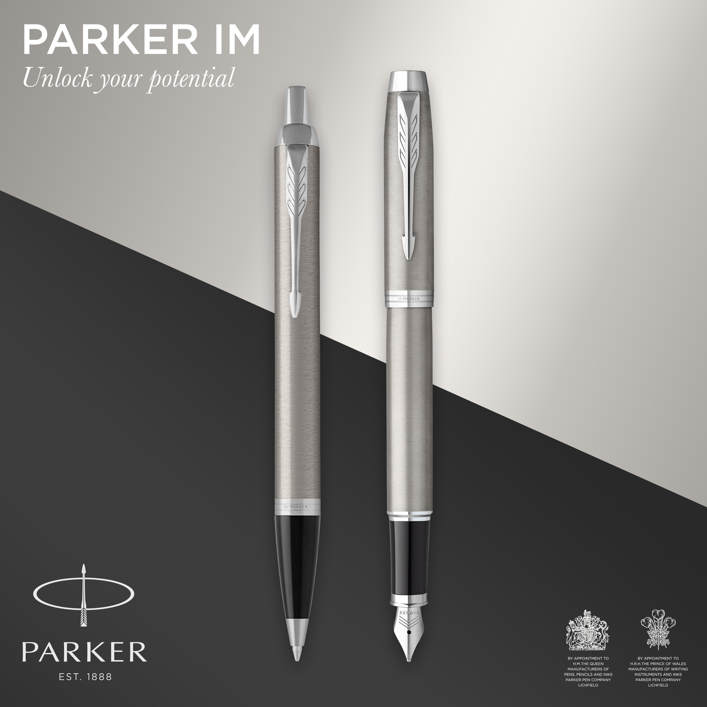 Parker IM Stainless Steel Chrome Trim Fountain Pen Ballpoint Pen Gift Set