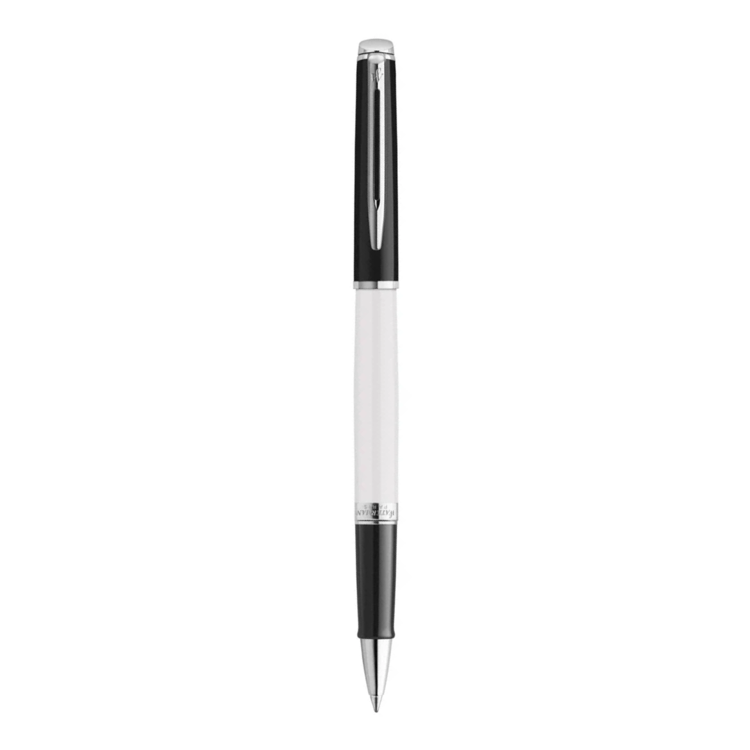 Waterman Hemisphere Black White Lacquer Chrome Trim Ballpoint