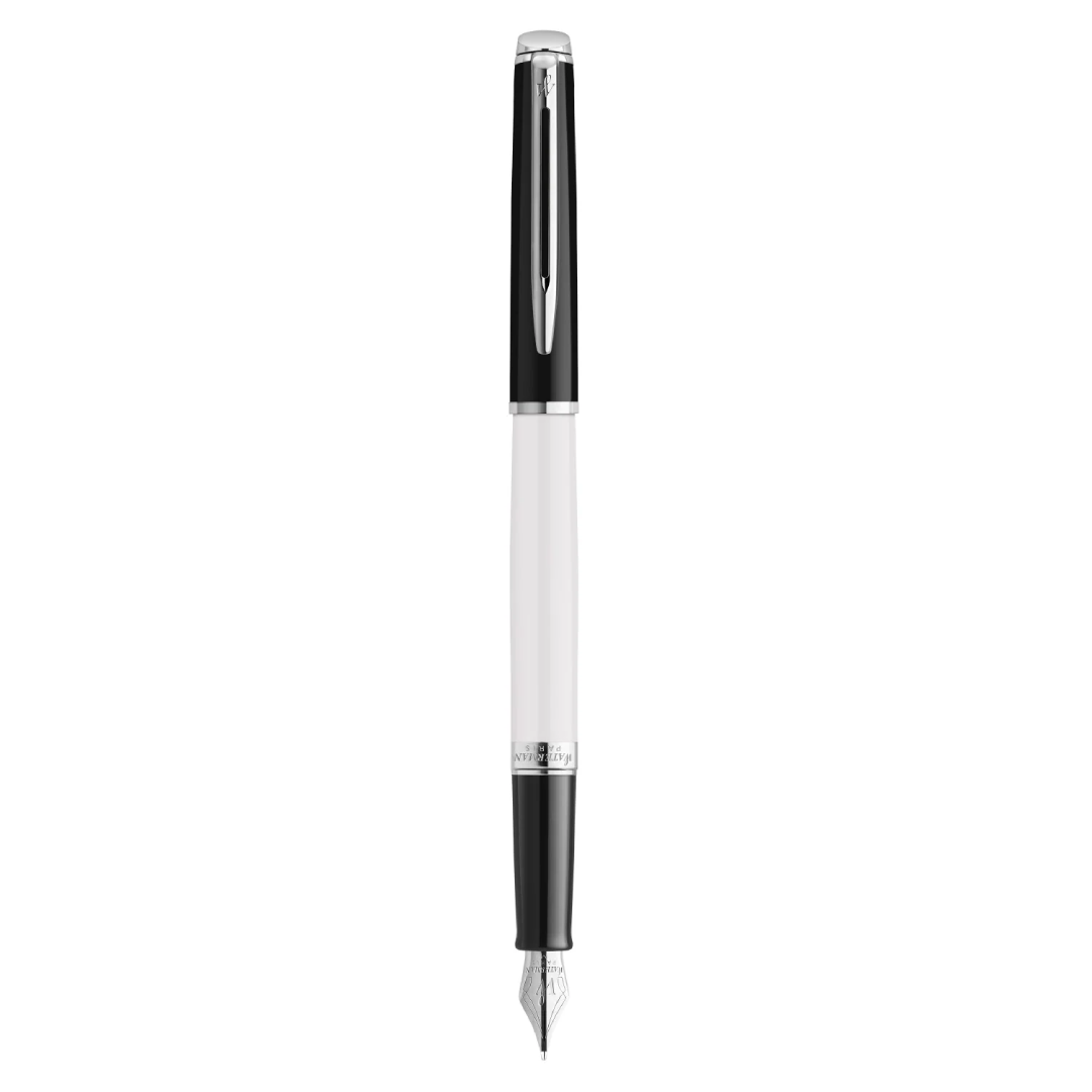 Waterman Hemisphere Black White Lacquer Chrome Trim Fountain Pen