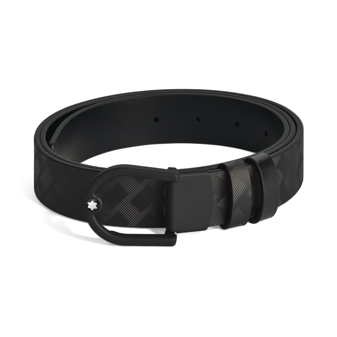 Montblanc Belt Horseshoe Light PVD Reversible 30mm Black Extreme 3.0/Black Meisterstück Leather