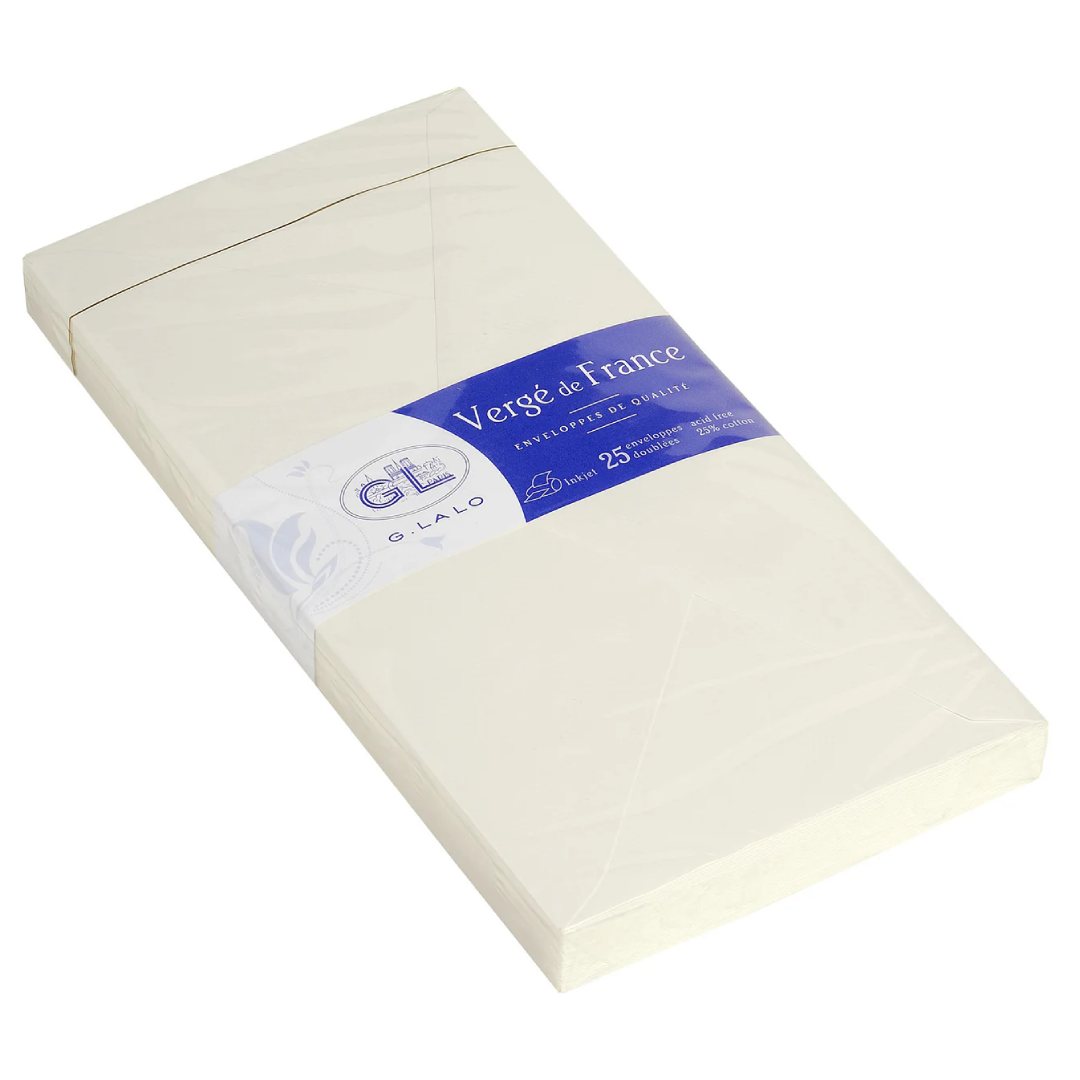 G.Lalo Verge de France Envelopes DL Laid Off White Pack 25