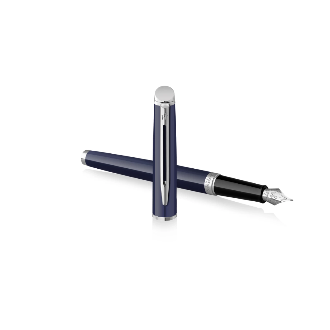 Waterman Hemisphere Black Blue Lacquer Chrome Trim Fountain Pen