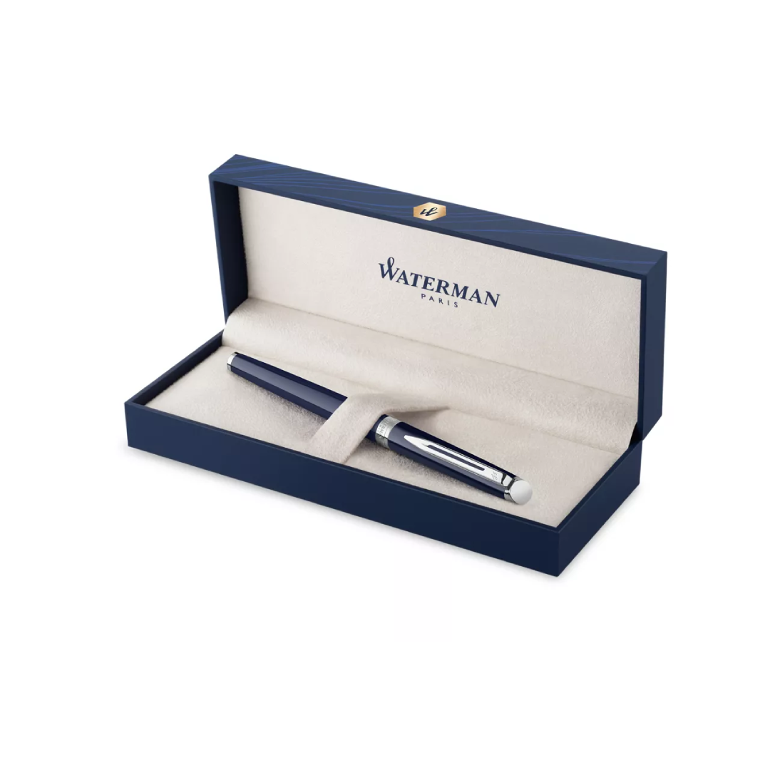 Waterman Hemisphere Black Blue Lacquer Chrome Trim Fountain Pen