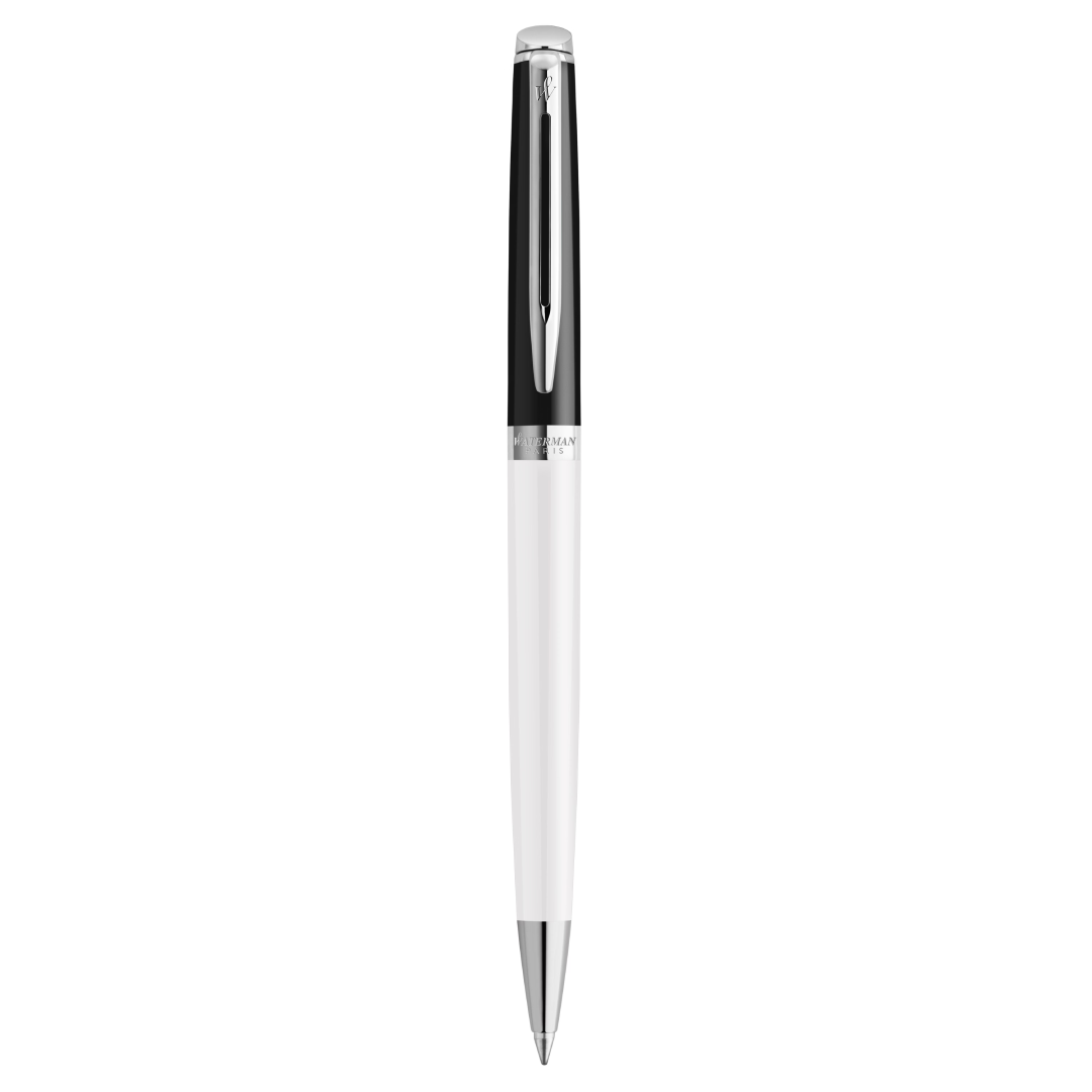 Waterman Hemisphere Black White Lacquer Chrome Trim Ballpoint