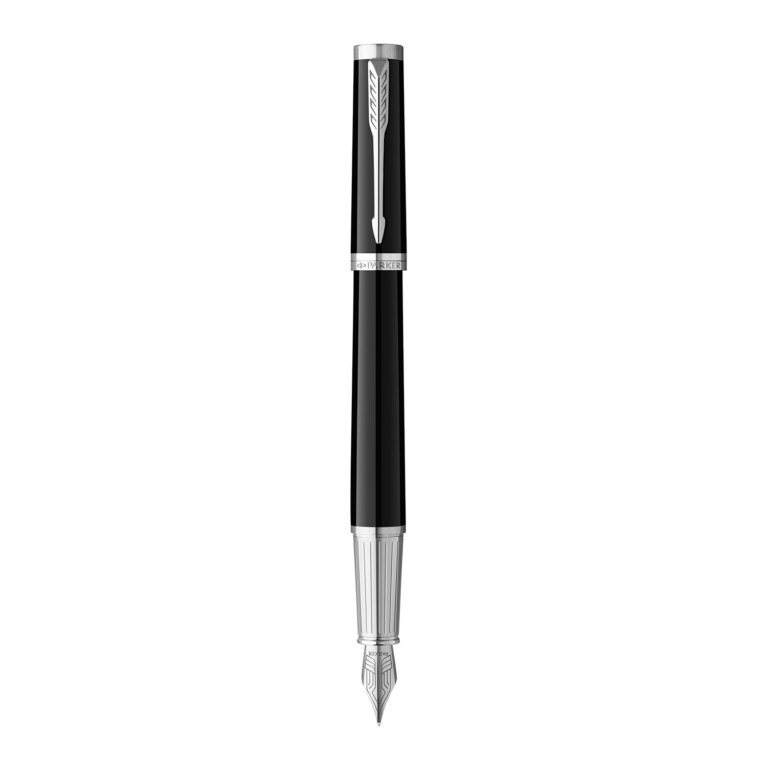 Parker Ingenuity Black Lacquer Chrome Trim Fountain Pen Fine Nib