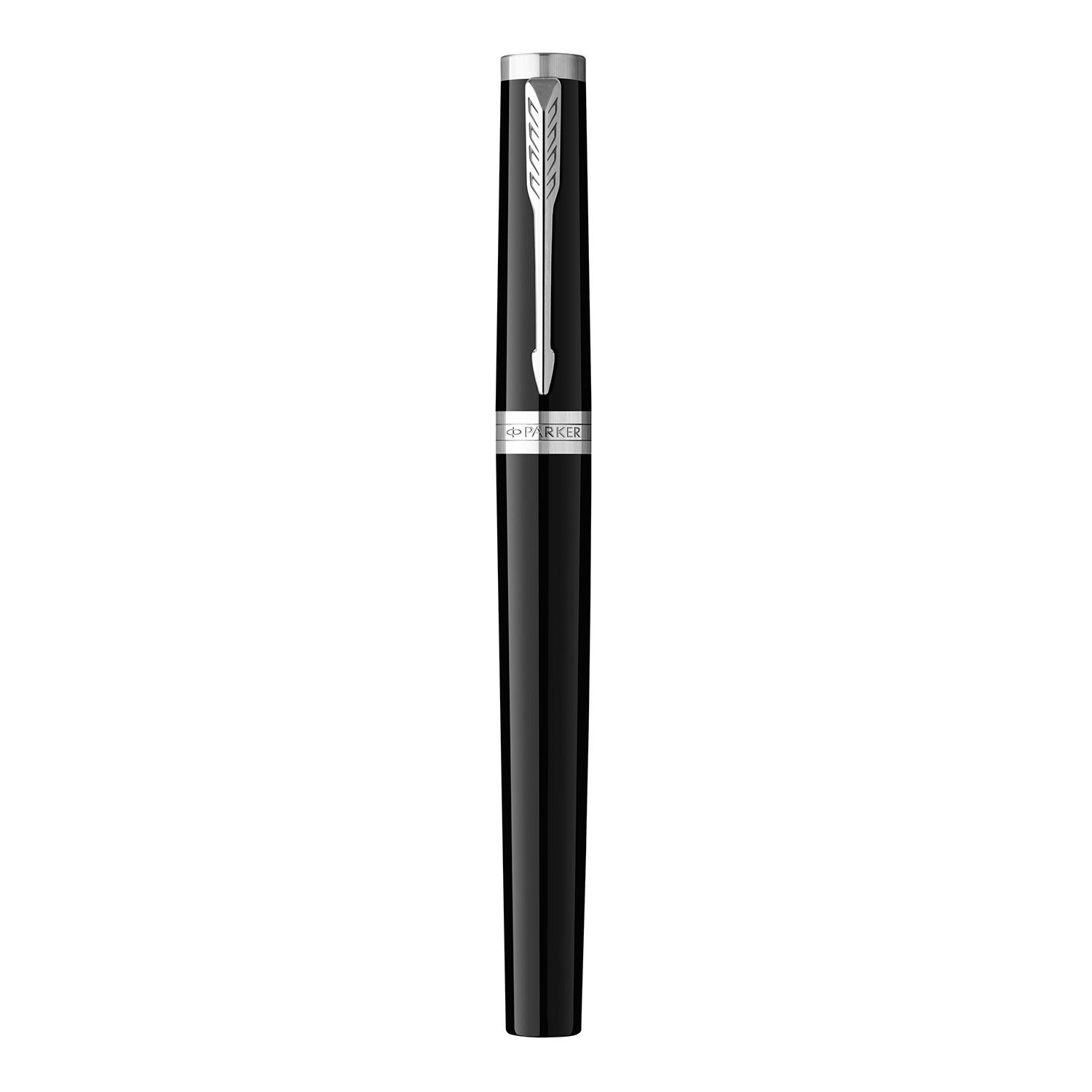 Parker Ingenuity Black Lacquer Chrome Trim Fountain Pen Fine Nib