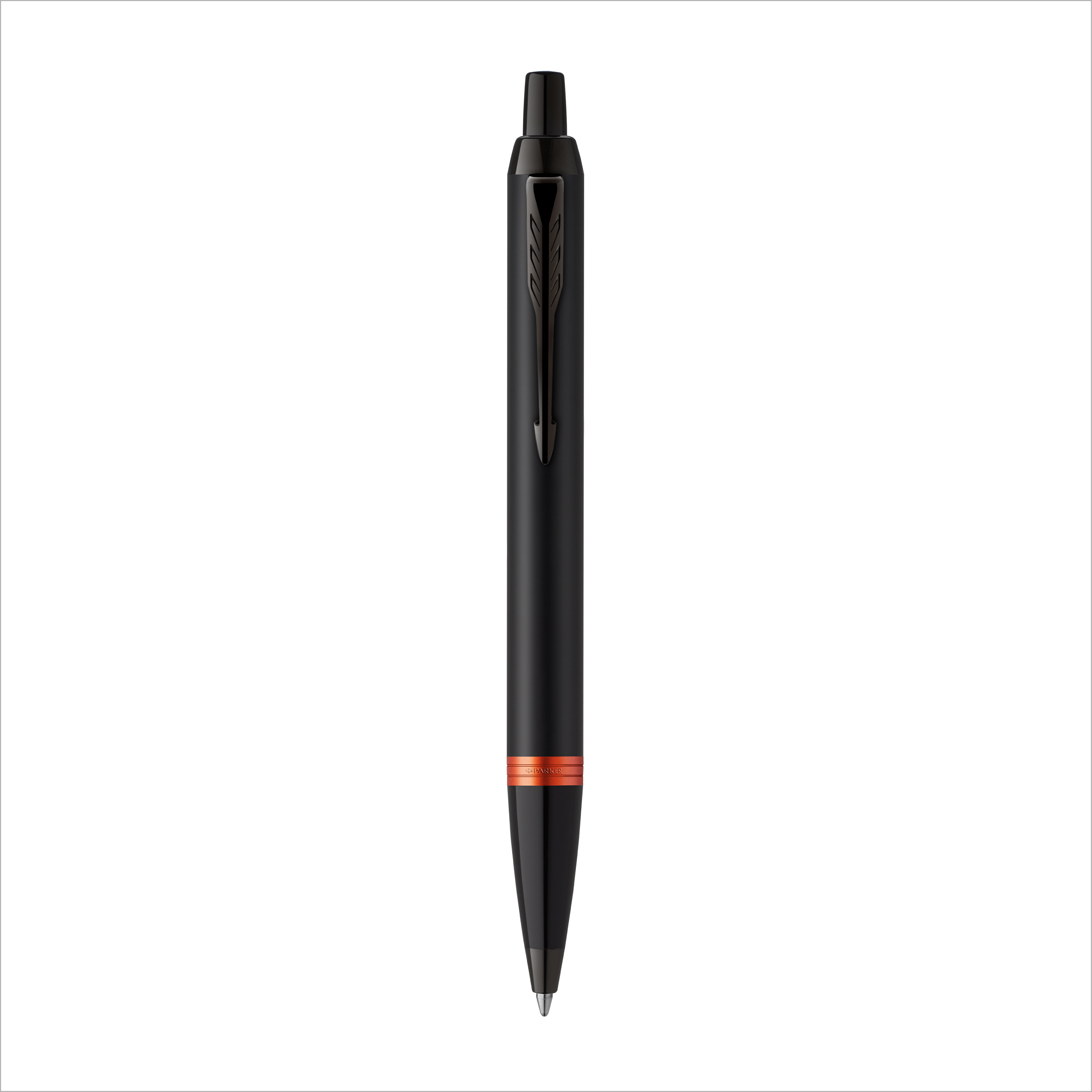 Parker IM Vibrant Rings Black Flame Orange Trim Ballpoint