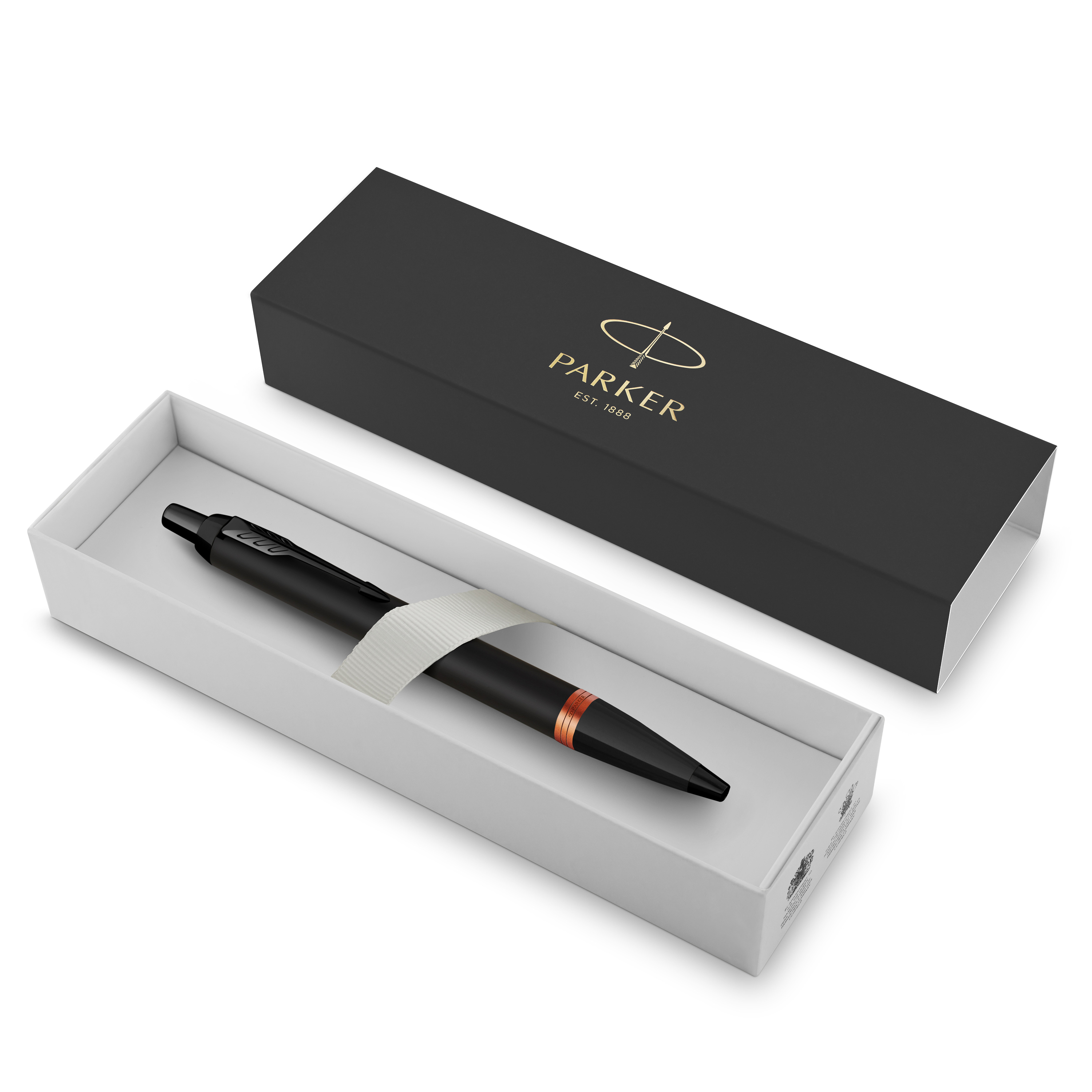 Parker IM Vibrant Rings Black Flame Orange Trim Ballpoint