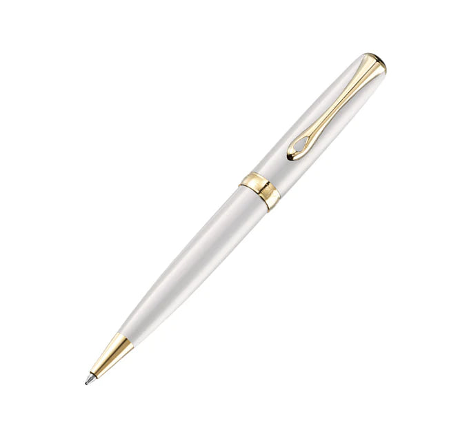 Diplomat Excellence A2 Pearl White Gold Trim Ballpoint