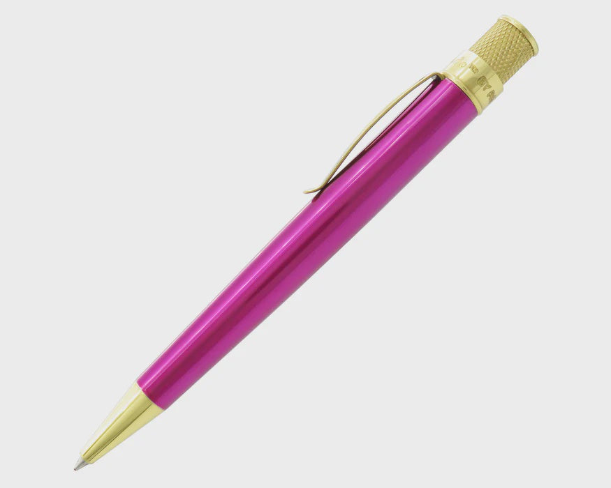 Retro 51 Tornado Classic Brass Lacquer Pink Rollerball - Pencraft the boutique