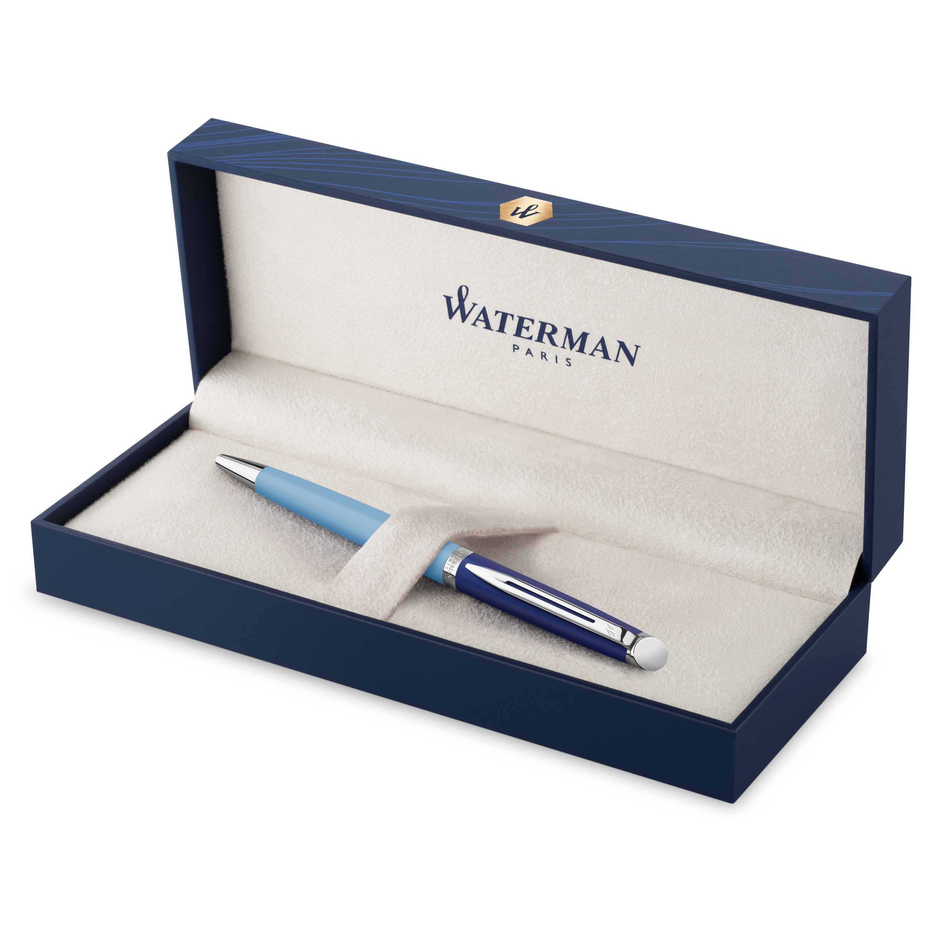 Waterman Hemisphere Colour Blocking Blue Chrome Trim Ballpoint - Pencraft the boutique