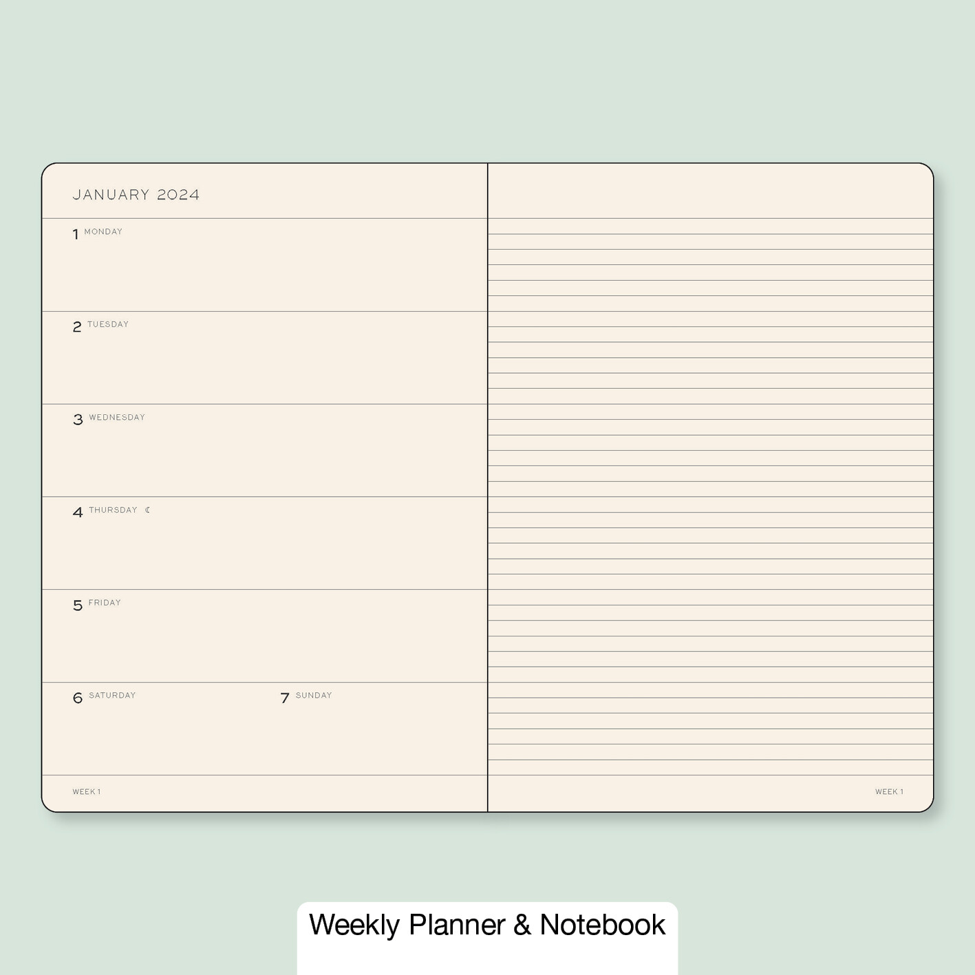 Softcover A5 Weekly Planner & Noteb. 2024 Black, Leuchtturm1917