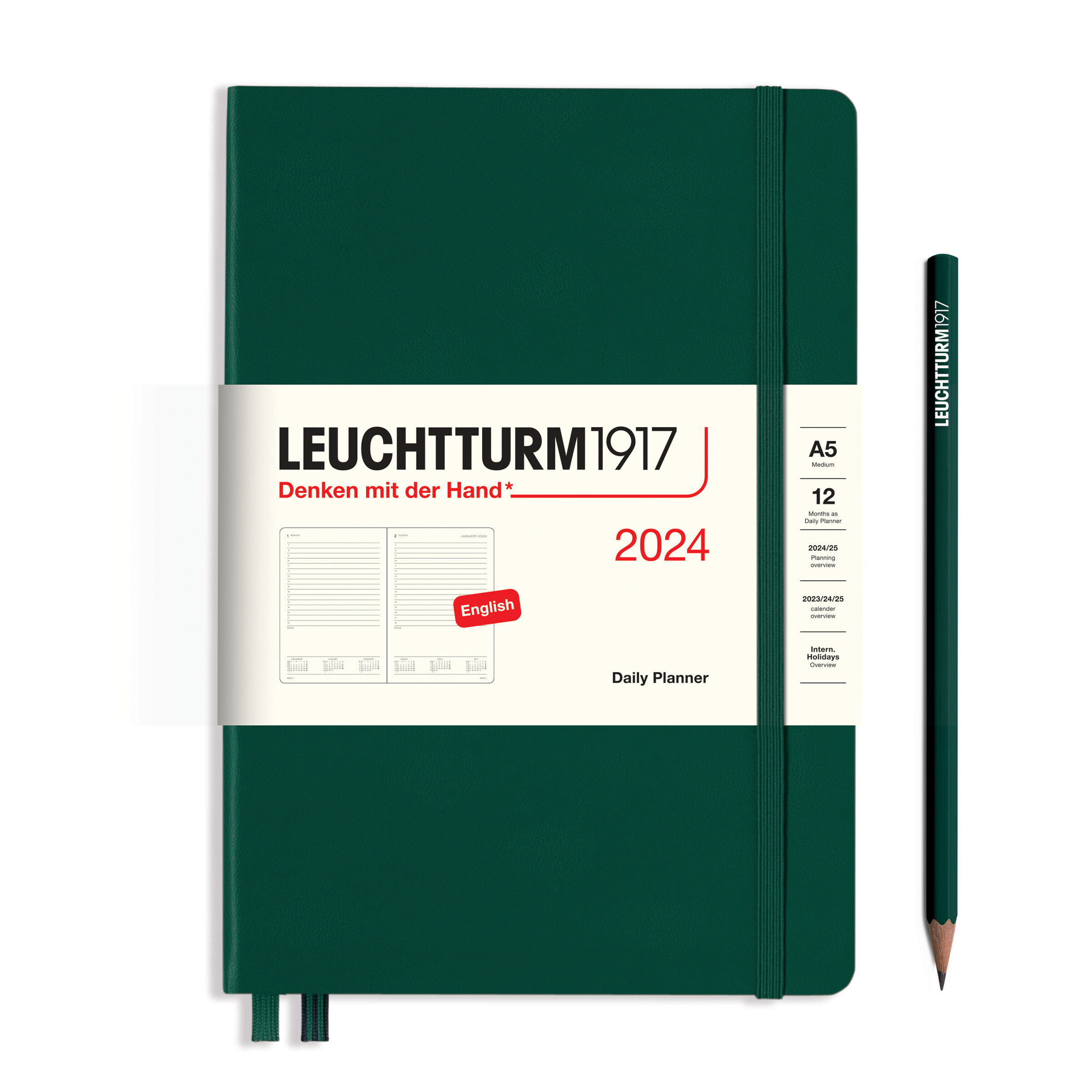 Leuchtturm1917 Daily Planner Hard Cover Medium (A5) 2024 - Pencraft the boutique