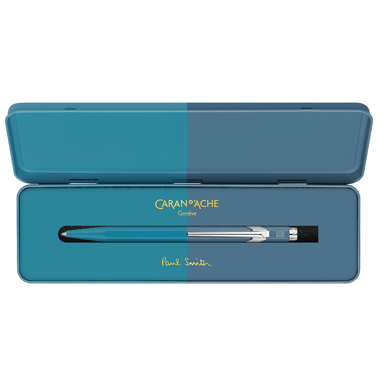 Caran D'Ache + Paul Smith Edition 4 849 Limited Edition Cyan Steel Ballpoint Pen - Pencraft the boutique