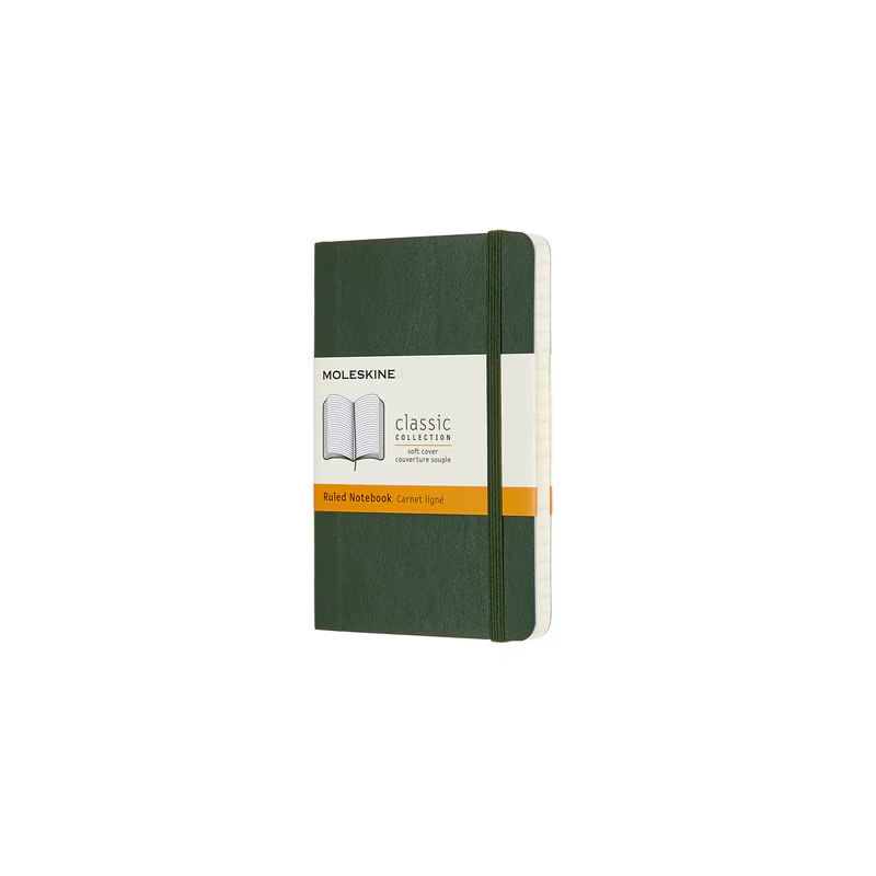 Moleskine Classic Soft Cover Notebook Ruled Extra Pocket Myrtle Green