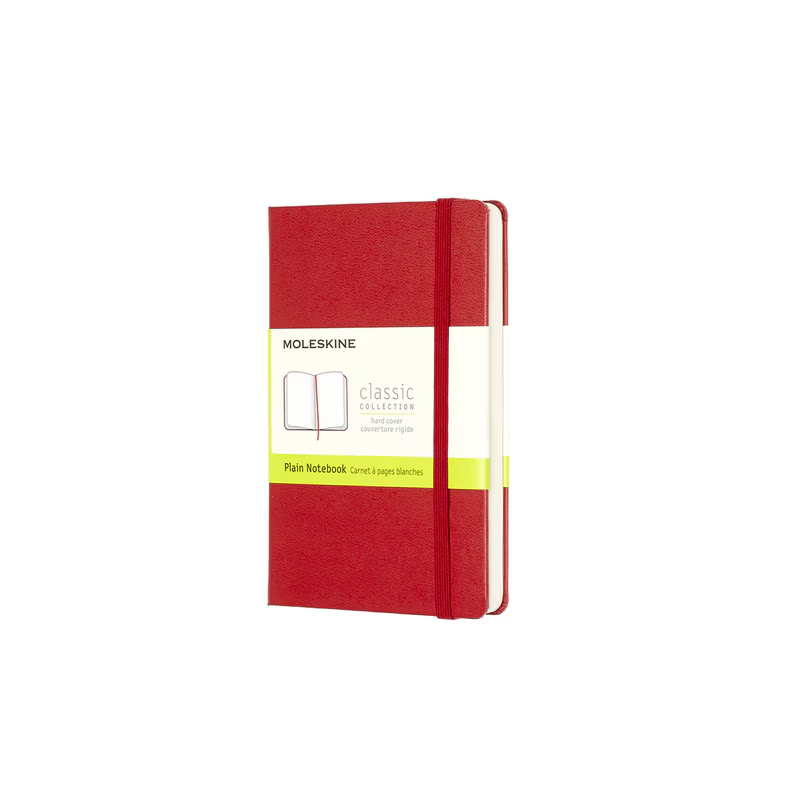 Moleskine Classic Hard Cover Notebook Plain Pocket Red