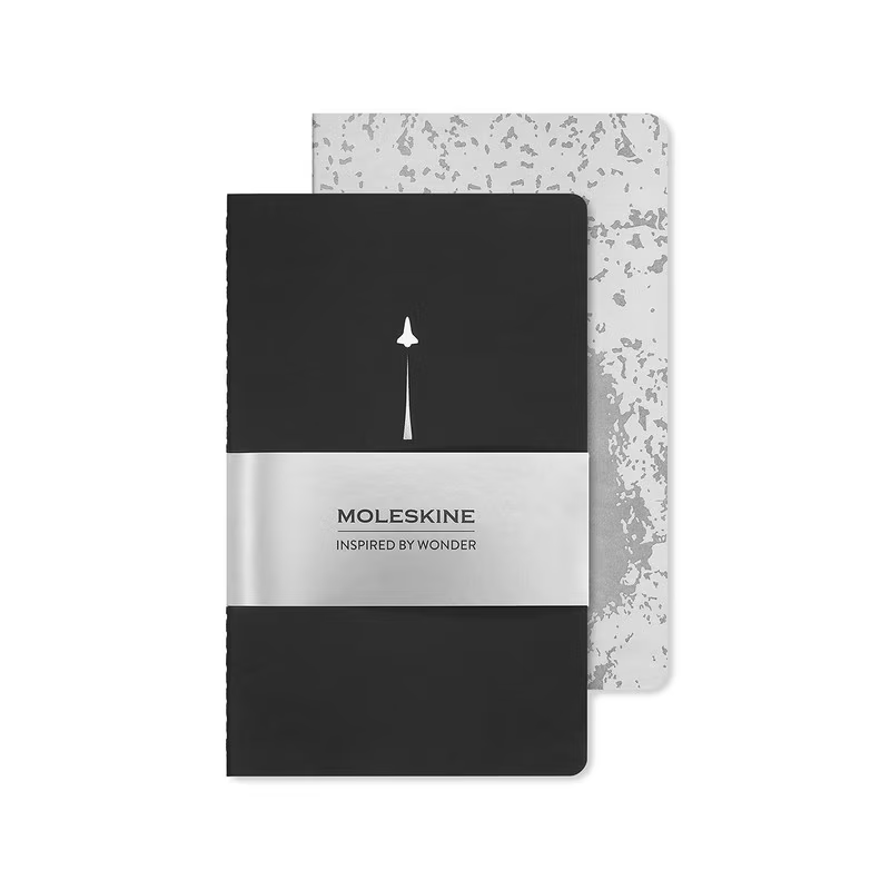 Moleskine Cahier Notebook Set of 2 Plain Large Black NASA