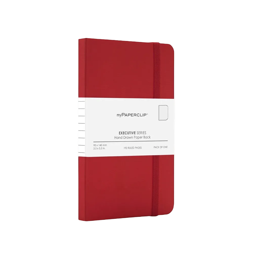 myPAPERCLIP Executive Series Small Pocket Notebook- Plain -Red