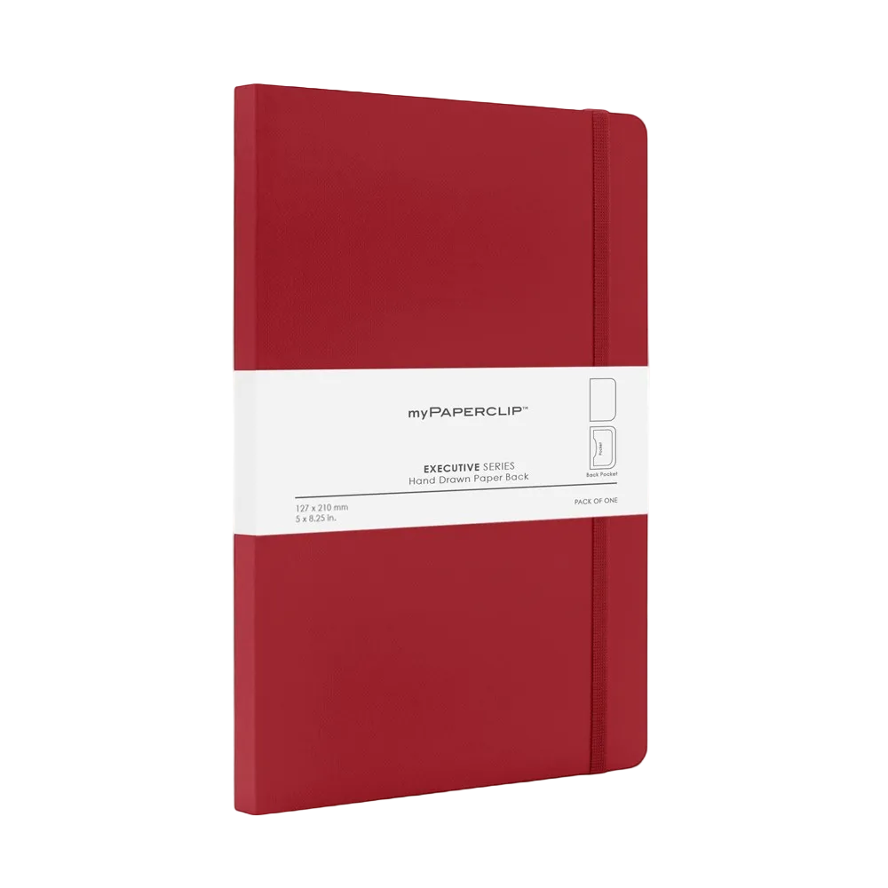 myPAPERCLIP Executive Series Medium (A5 Slim) Notebook- Plain- Red