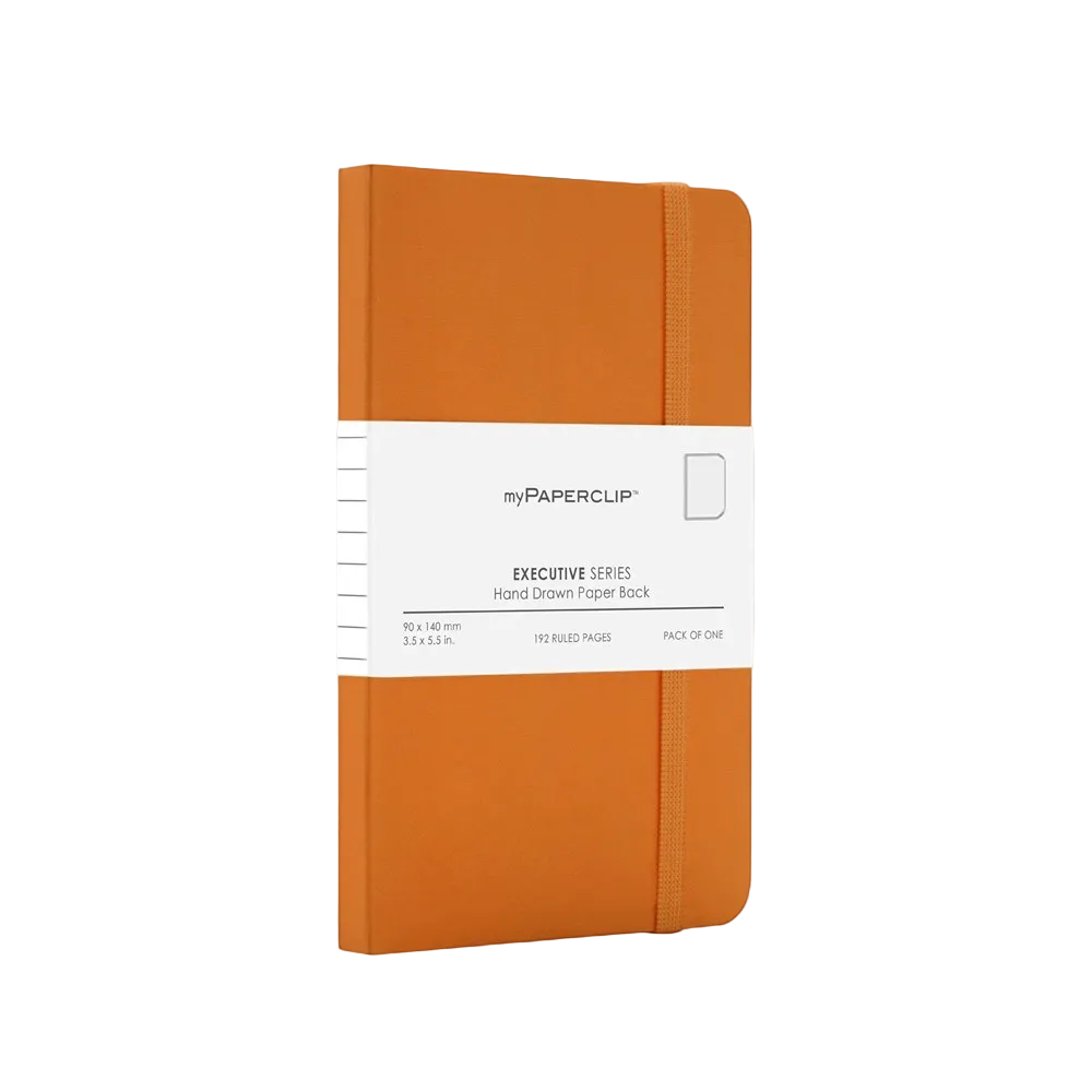 myPAPERCLIP Executive Series Small Pocket Notebook- Plain -Orange