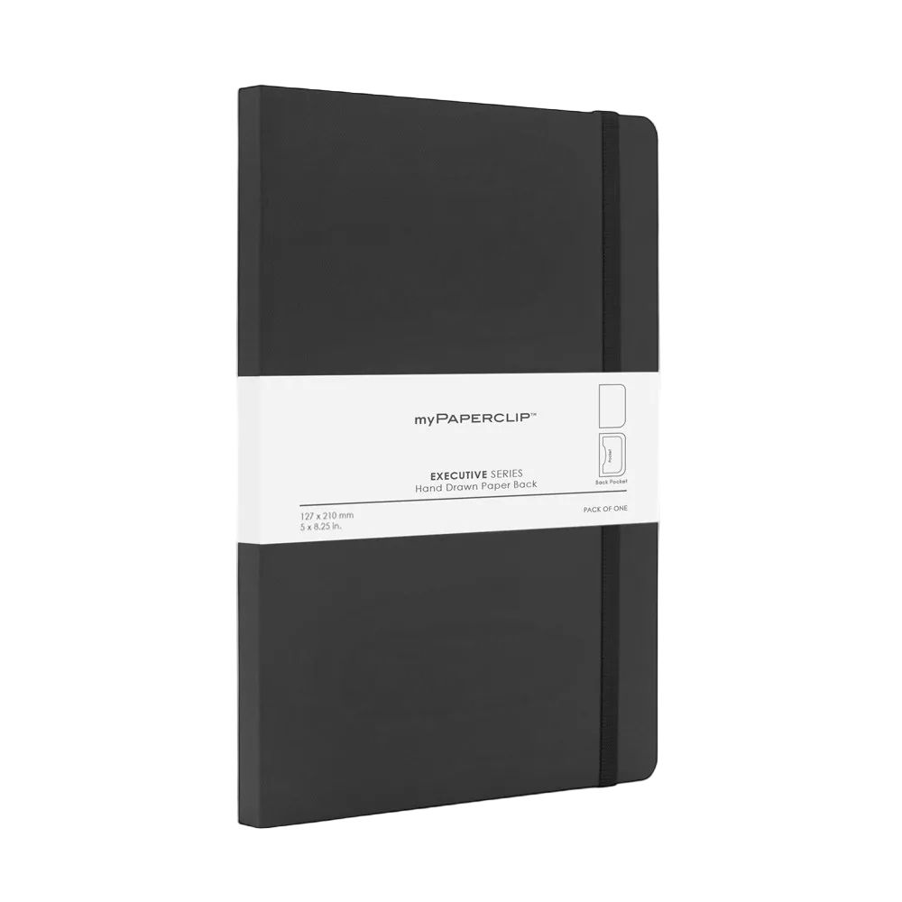 myPAPERCLIP Executive Series Medium (A5 Slim) Notebook- Plain- Black
