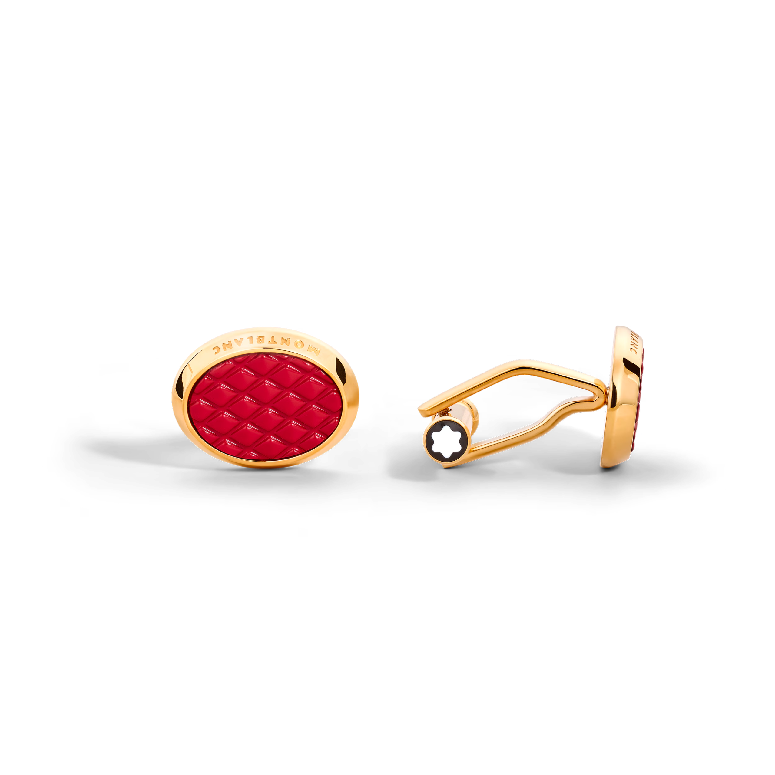 Montblanc Meisterstück Oval Cufflinks with Geometric Lacquer Inlay Red