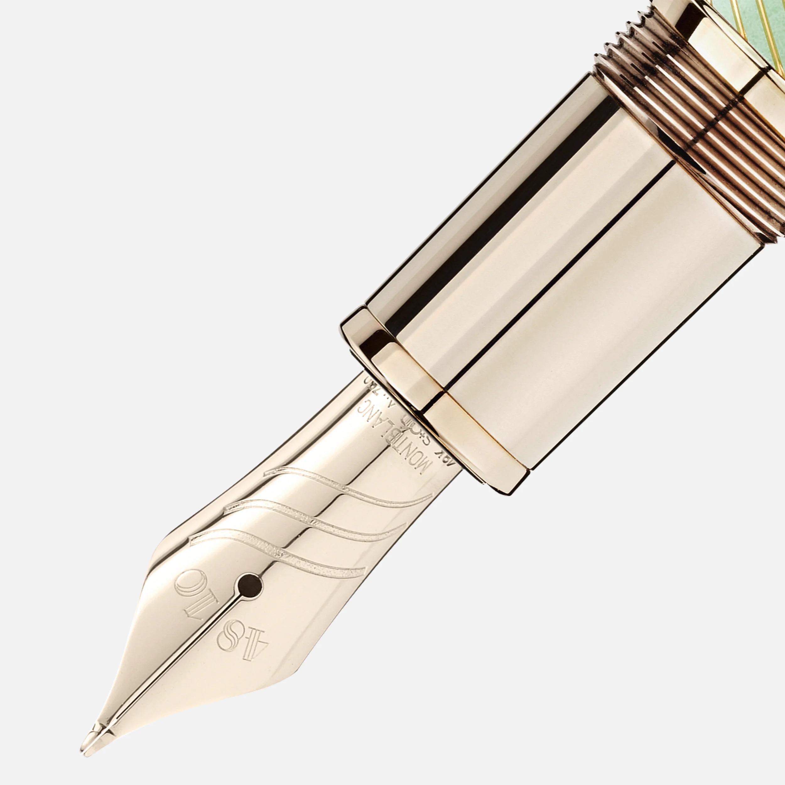 Montblanc Meisterstück Calligraphy Solitaire Celadon Dégradé Fountain Pen Curved Nib