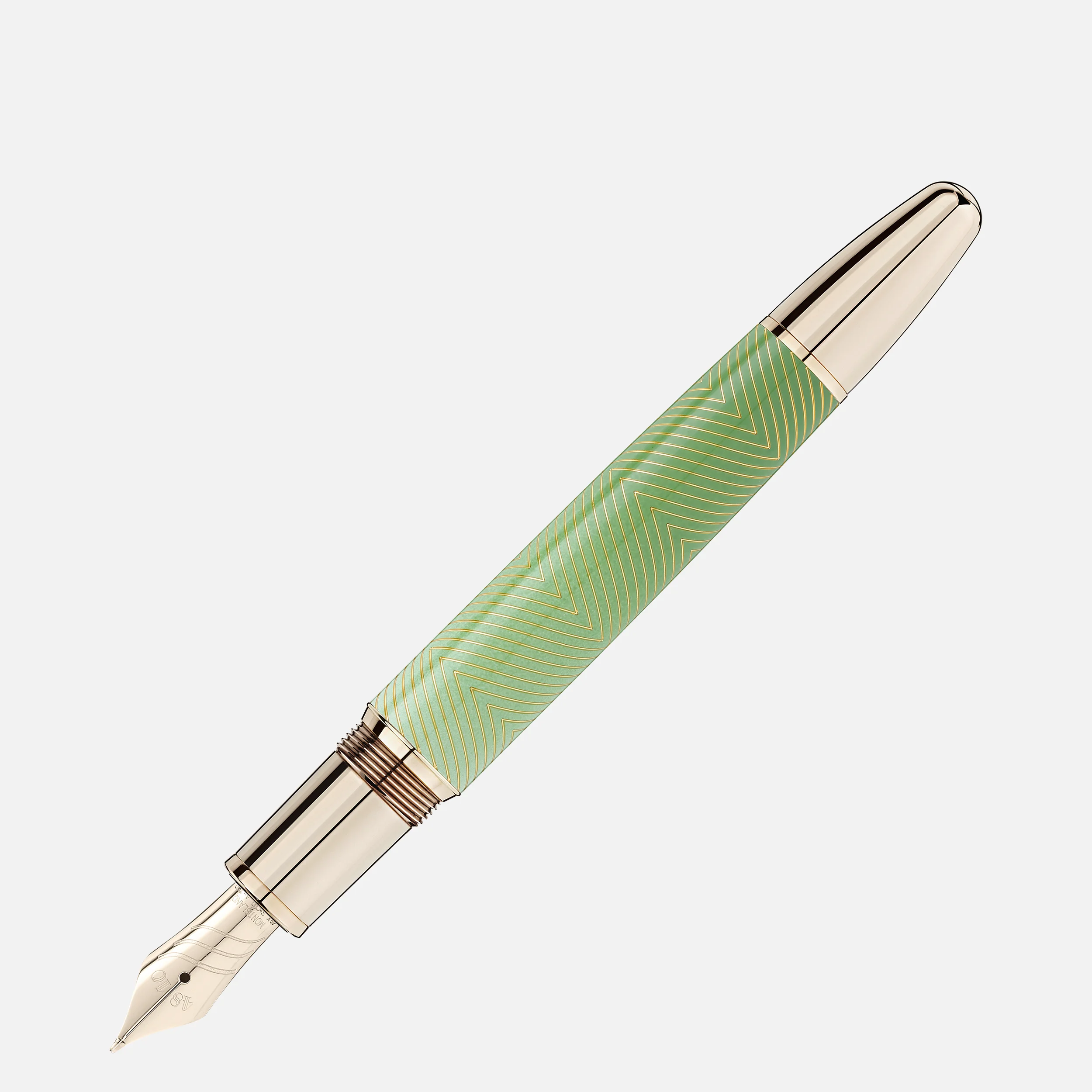 Montblanc Meisterstück Calligraphy Solitaire Celadon Dégradé Fountain Pen Curved Nib