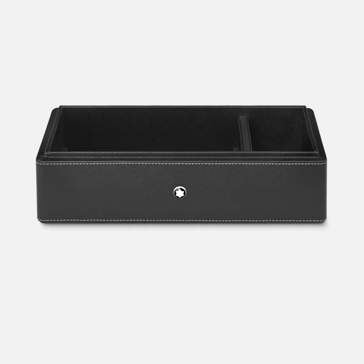 MONTBLANC DESK BOX IN LEATHER FOR THREE WRITING INSTRUMENTS AND AN INK BOTTLE