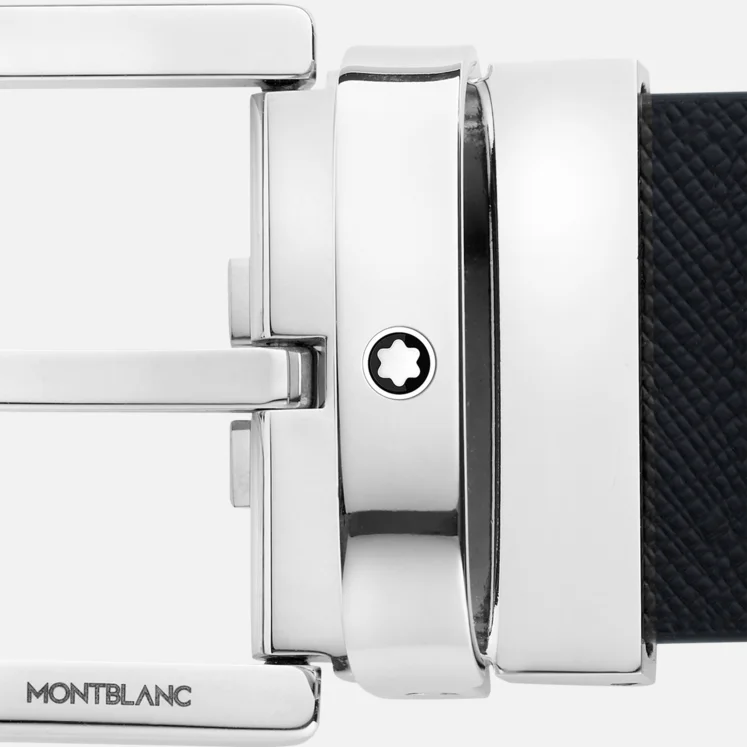 MONTBLANC HORSESHOE BUCKLE PRINTED BLACK/MOSTO 35 MM REVERSIBLE LEATHER BELT