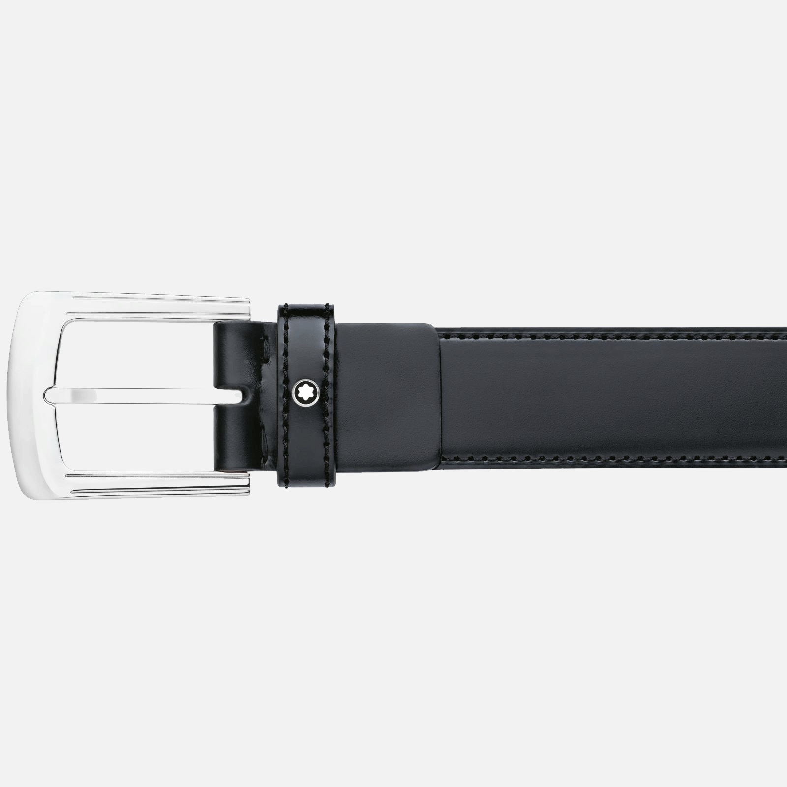 Montblanc Belt Rectangle 3 Rings Motif Shiny Palladium-Coated Pin Black35mm - Pencraft the boutique