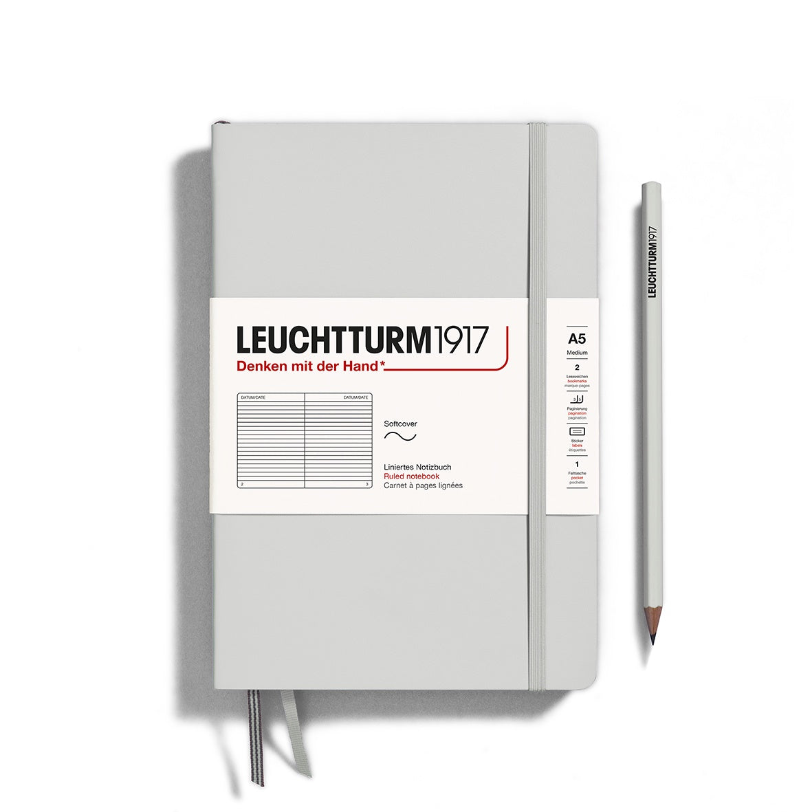 Leuchtturm1917 Notebook Softcover Medium (A5) Ruled Light Grey - Pencraft the boutique