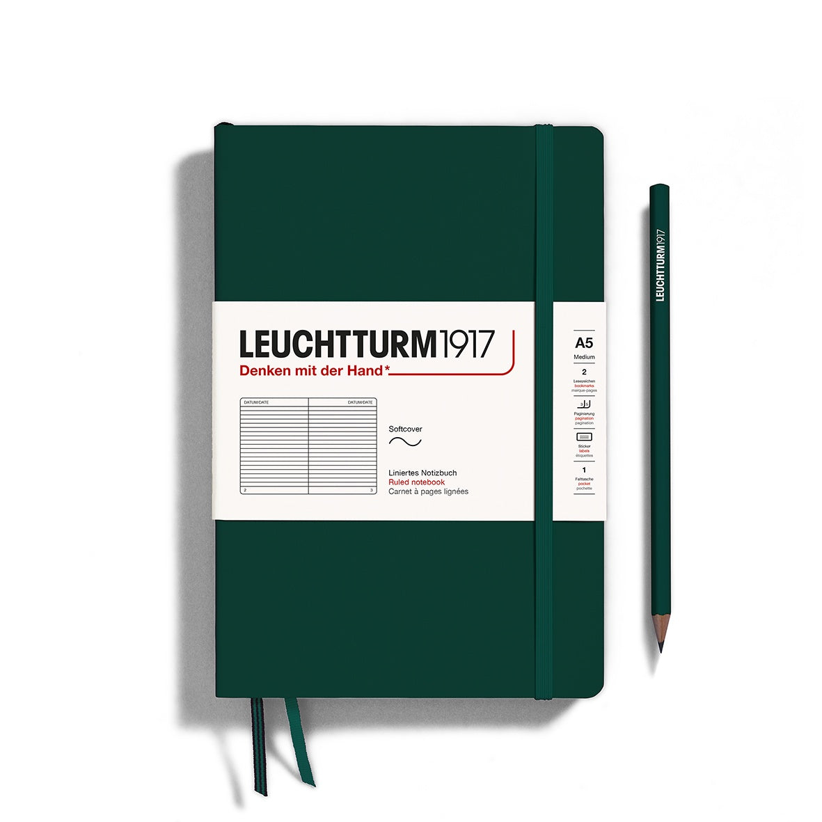 Leuchtturm1917 Notebook Softcover Medium (A5) Ruled Forest Green - Pencraft the boutique