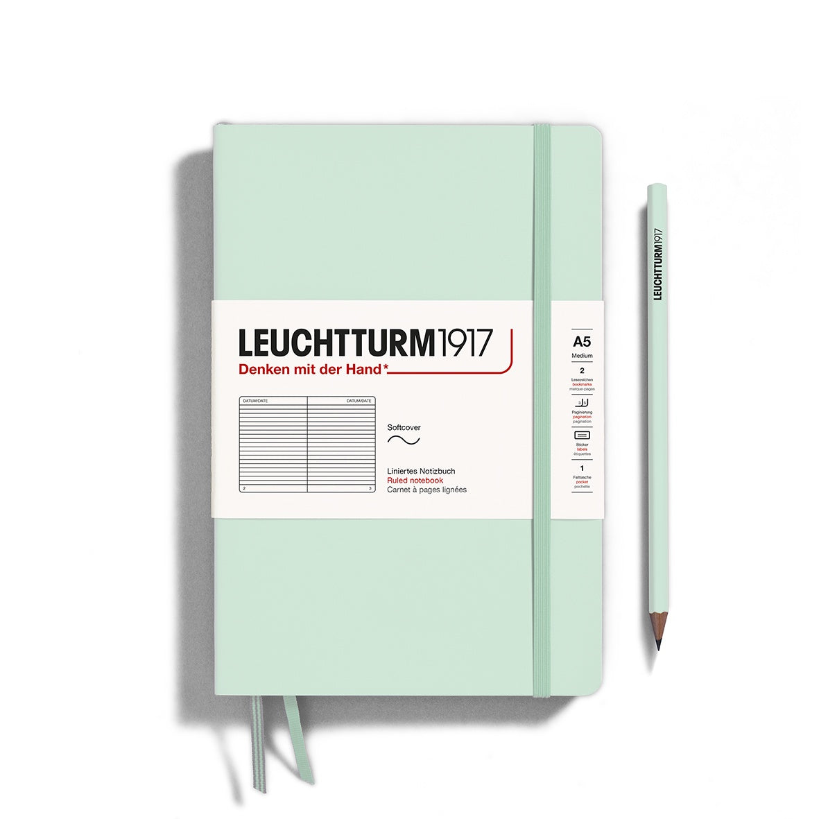 Leuchtturm1917 Notebook Softcover Medium (A5) Ruled Mint Green - Pencraft the boutique