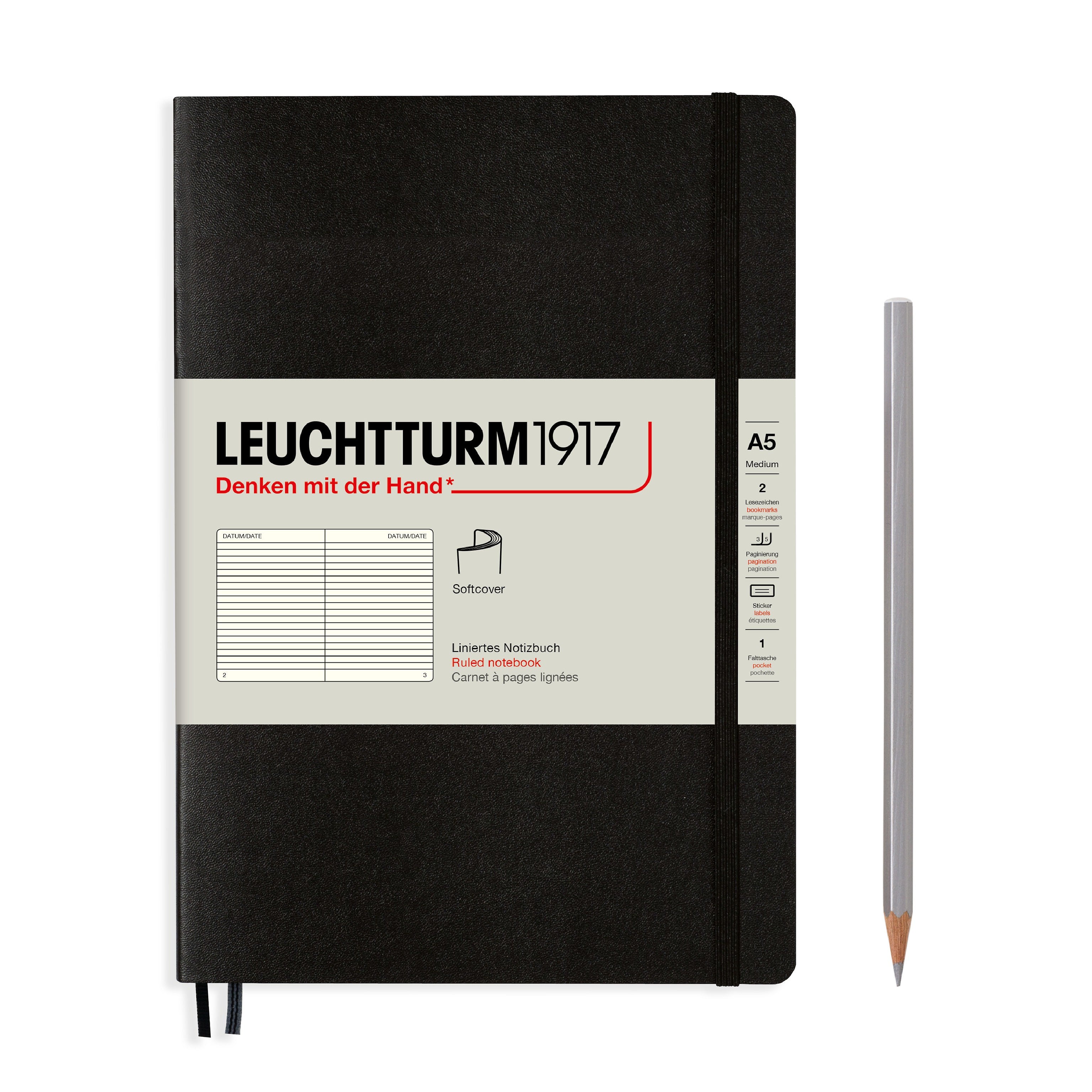 Leuchtturm1917 Notebook Softcover Medium (A5) Ruled Black - Pencraft the boutique