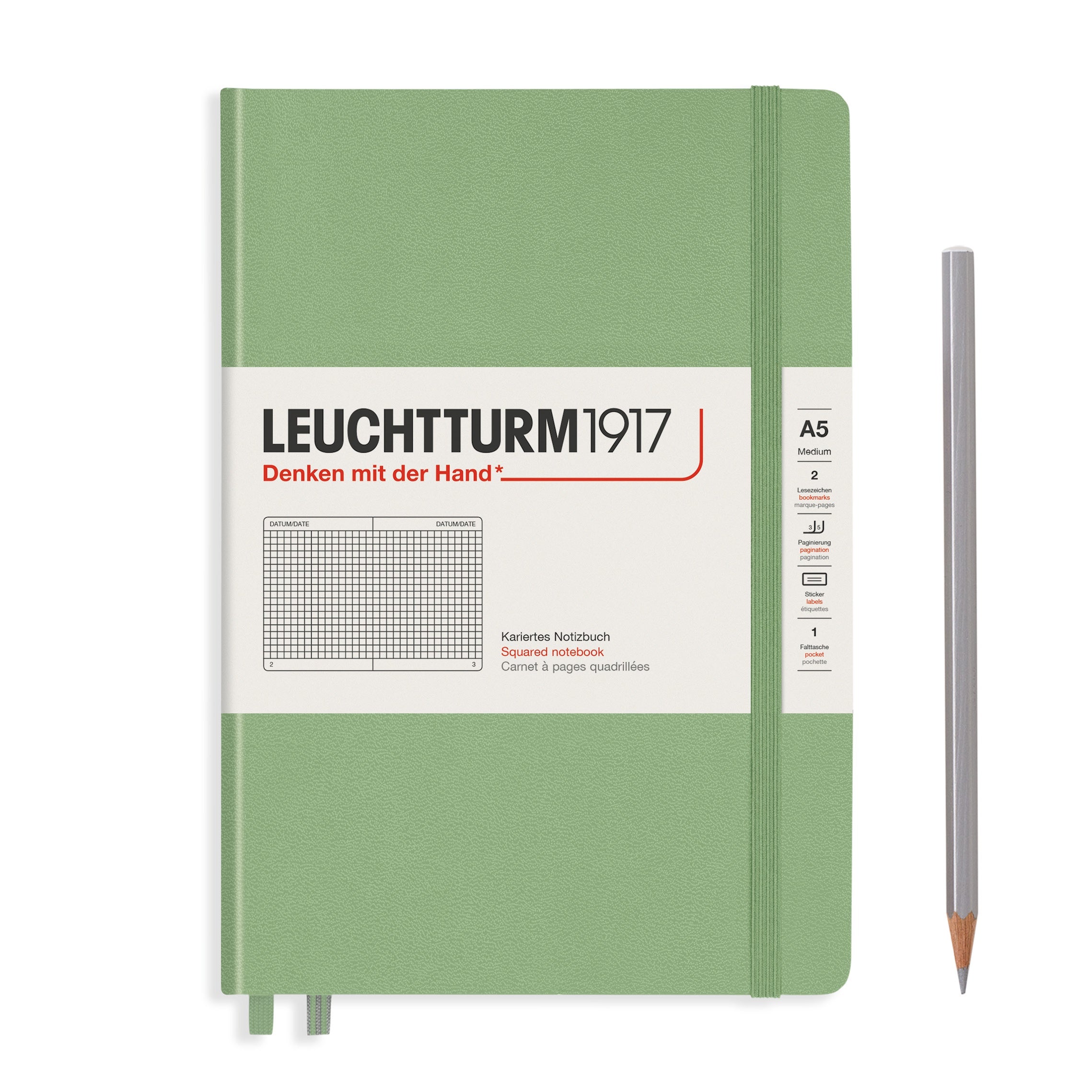 Leuchtturm1917 Notebook Medium (A5) Squared Sage - Pencraft the boutique