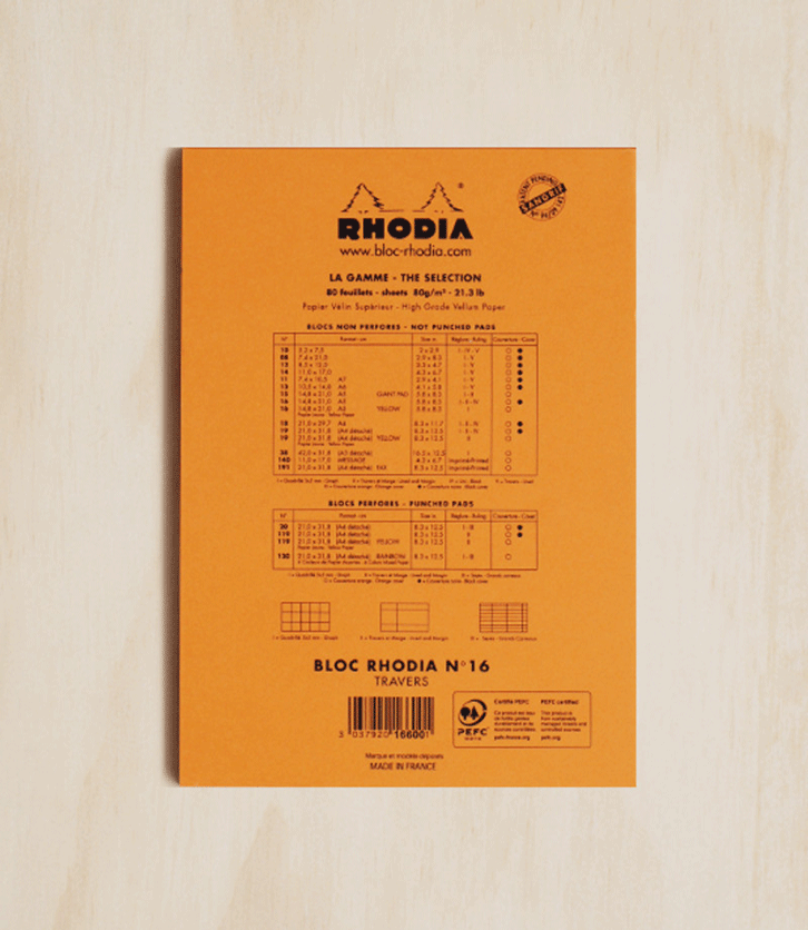 Rhodia Pad #16 Top Stapled Ruled + Margin A5 Orange - Pencraft the boutique
