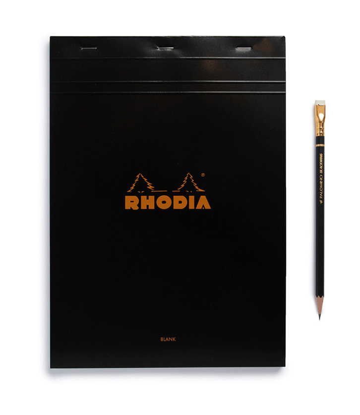 Rhodia Pad #18 Top Stapled Plain A4 Black - Pencraft the boutique