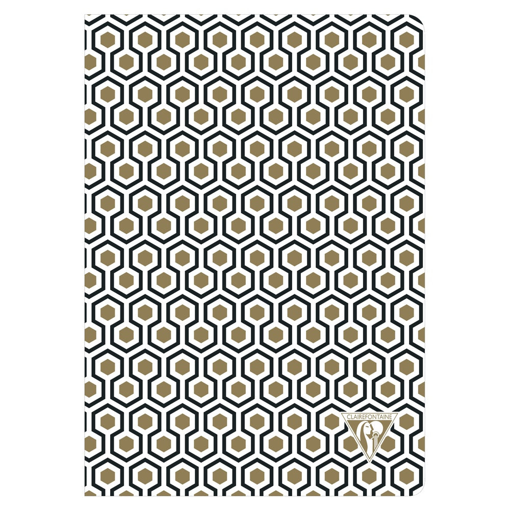 Clairefontaine Neo Deco Collection Sewn Spine Notebook A5 Ruled Honeycomb Gold & Black - Pencraft the boutique