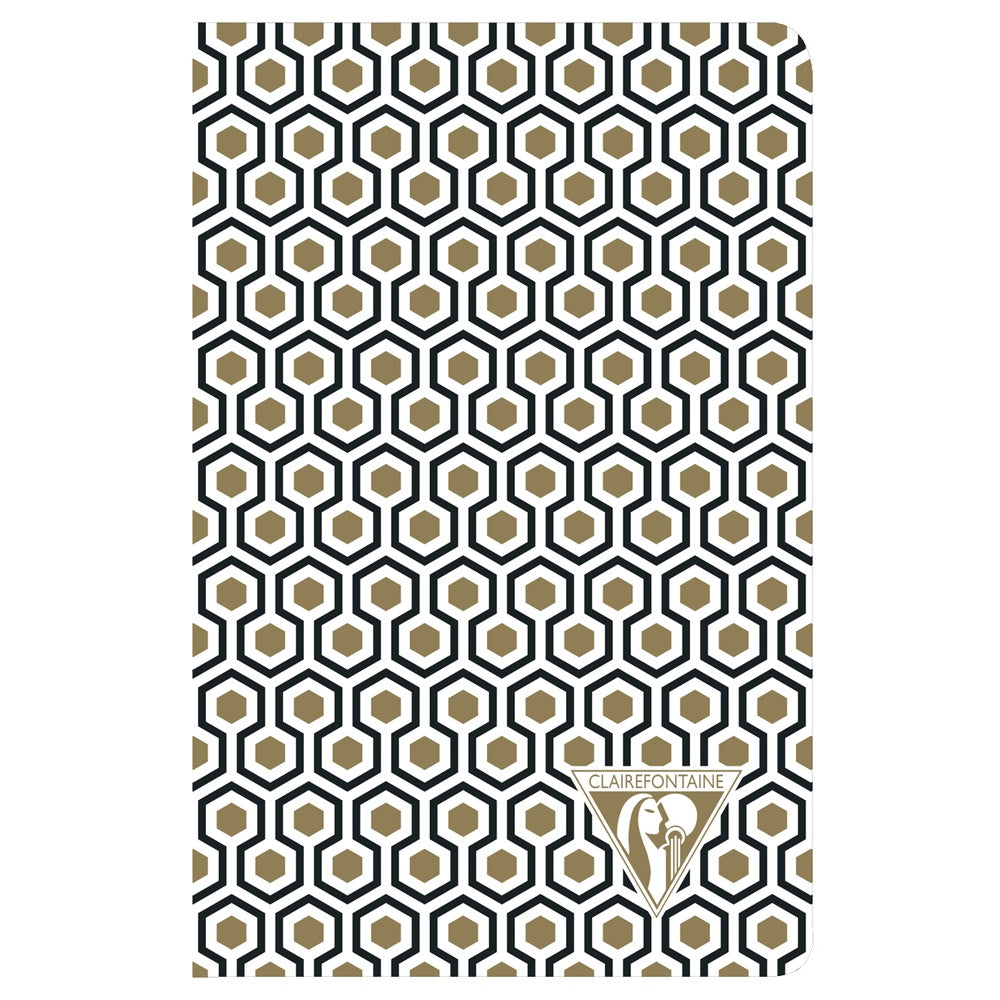 Clairefontaine Neo Deco Collection Sewn Notebook Ruled A6+ Gold & Black - Pencraft the boutique