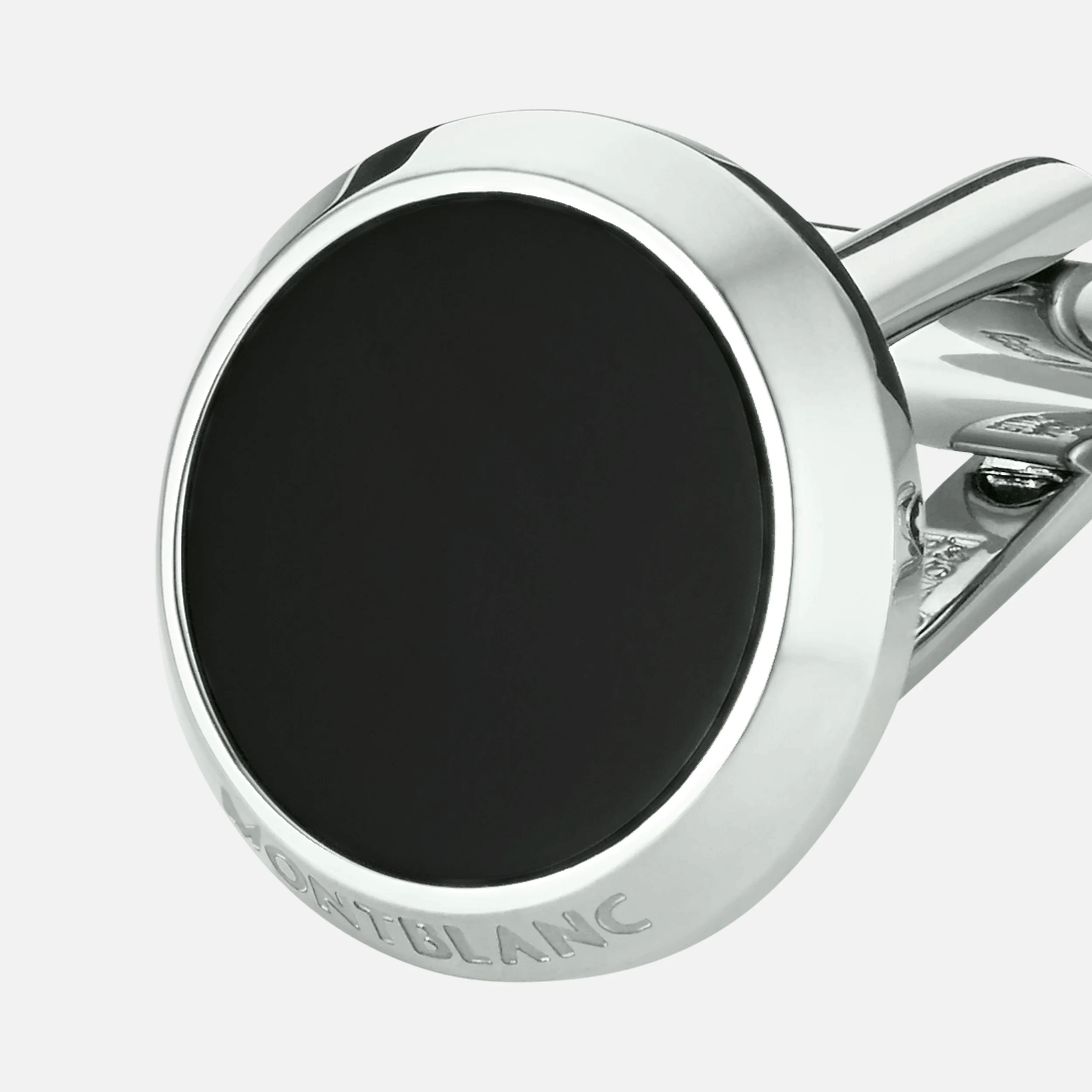 Montblanc Cufflink Round Stainless Steel Black Onyx - Pencraft the boutique